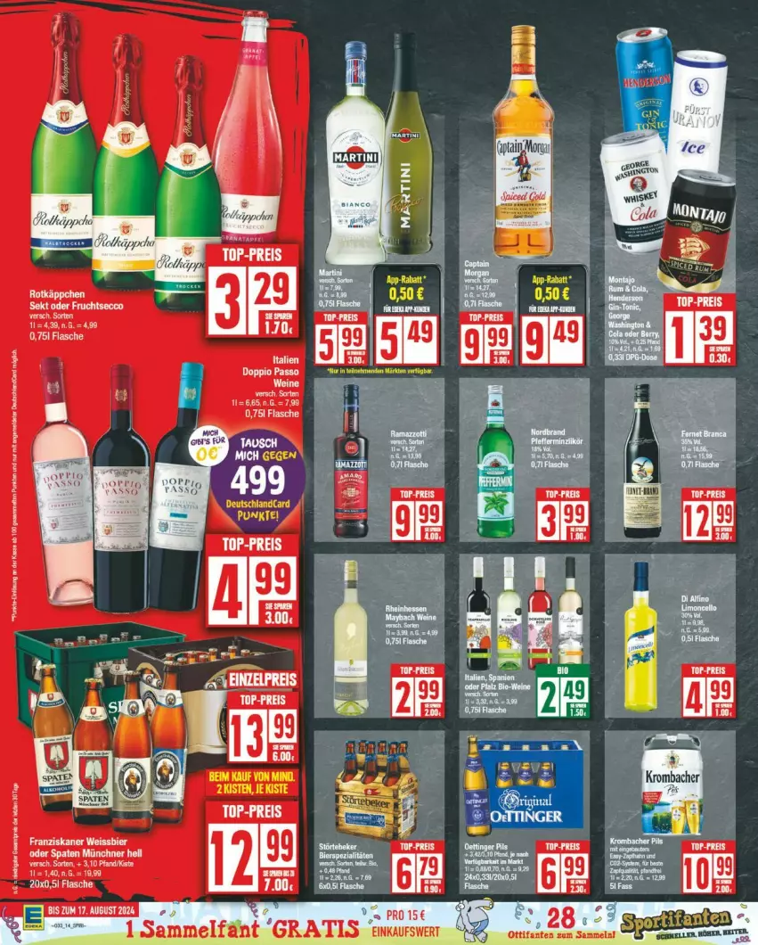 Aktueller Prospekt Edeka - Prospekte - von 12.08 bis 17.08.2024 - strona 14 - produkty: doppio passo, flasche, LG, passo, rotkäppchen, Ti, wein, weine