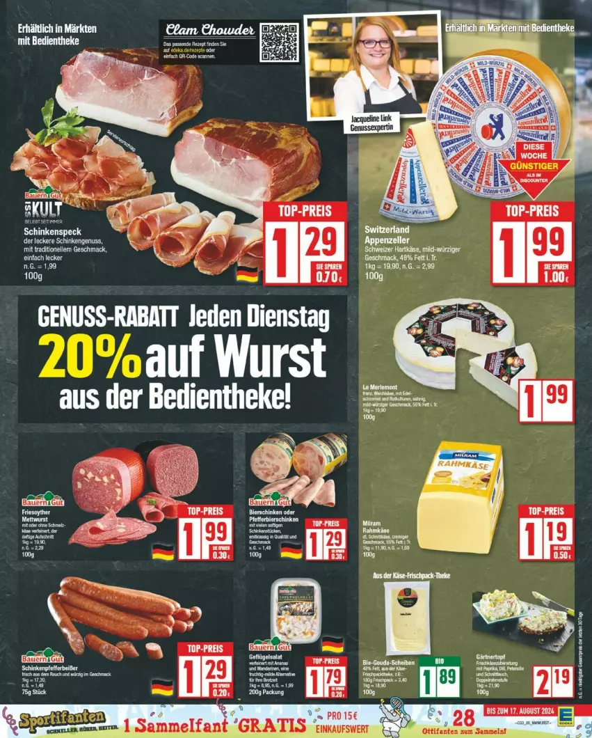 Aktueller Prospekt Edeka - Prospekte - von 12.08 bis 17.08.2024 - strona 5 - produkty: eier, hartkäse, Käse, nuss, schinken, schinkenspeck, schweizer hartkäse, Speck, tee