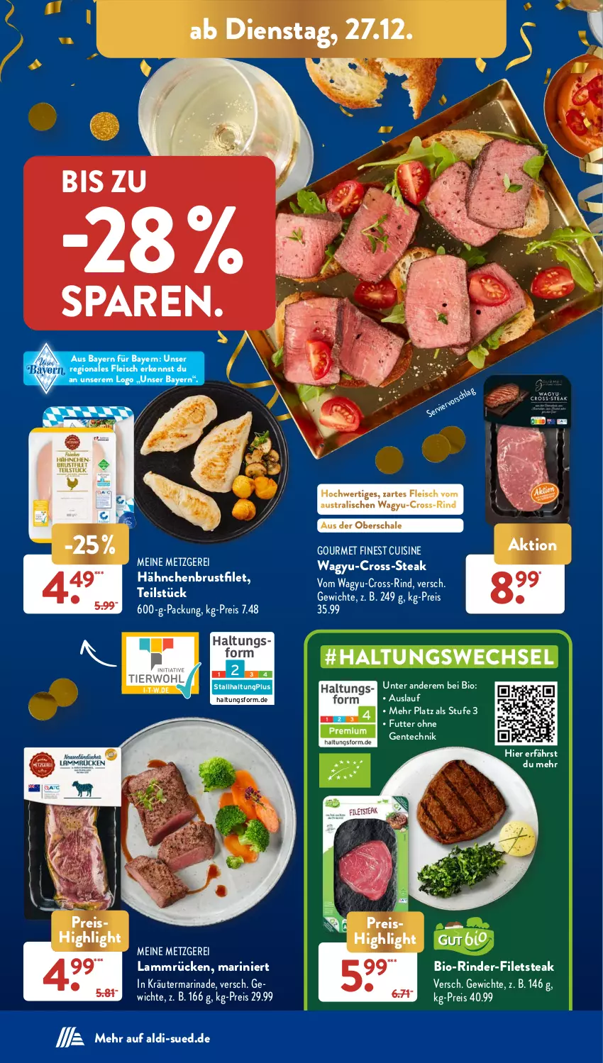 Aktueller Prospekt AldiSud - NÄCHSTE WOCHE - von 27.12 bis 31.12.2022 - strona 10 - produkty: aldi, aust, bier, bio, brustfilet, eis, ente, filet, filets, fleisch, gsw, hähnchenbrust, hähnchenbrustfilet, kräuter, lamm, Lammrücken, marinade, reis, rind, rinder, Schal, Schale, steak, Ti