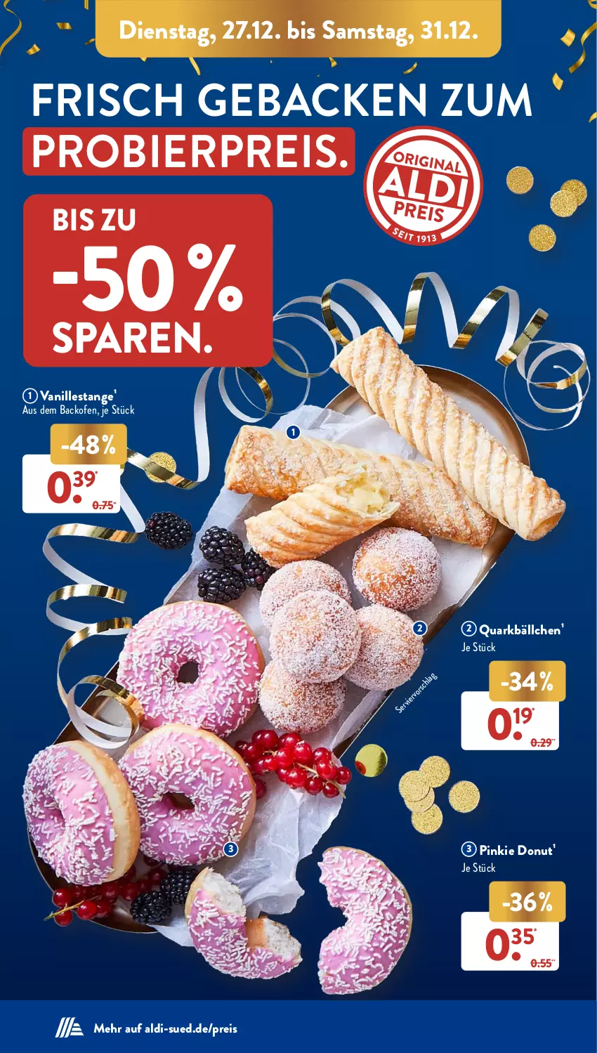 Aktueller Prospekt AldiSud - NÄCHSTE WOCHE - von 27.12 bis 31.12.2022 - strona 14 - produkty: aldi, backofen, bier, Donut, eis, geback, Ofen, quark, reis, vanille, Vanillestange