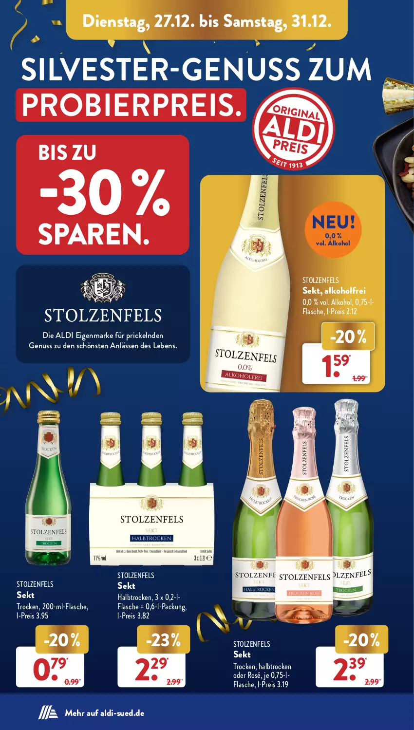 Aktueller Prospekt AldiSud - NÄCHSTE WOCHE - von 27.12 bis 31.12.2022 - strona 16 - produkty: aldi, alkohol, bier, eis, flasche, nuss, reis, sekt