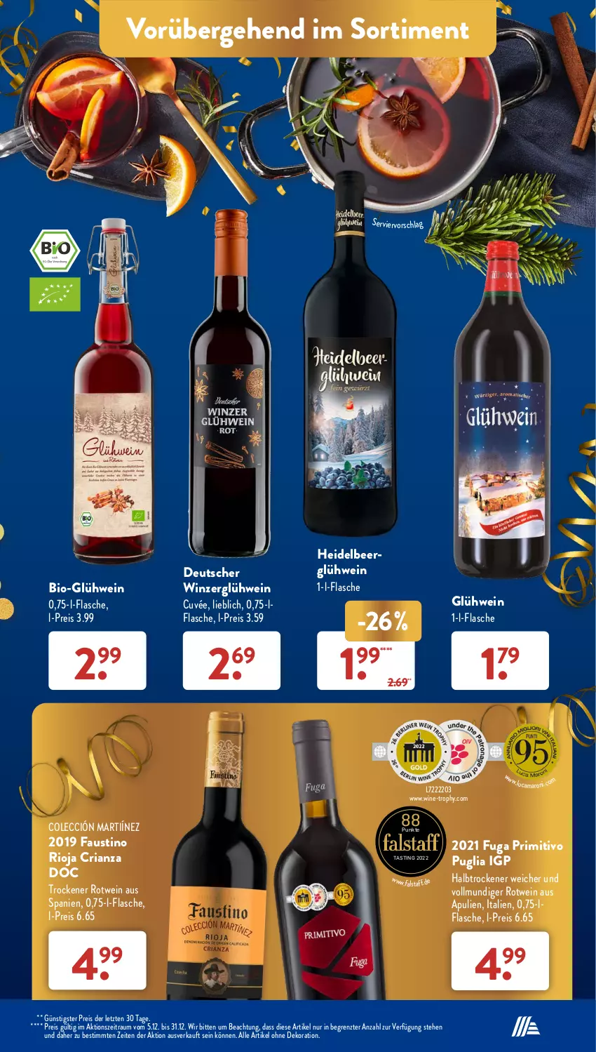 Aktueller Prospekt AldiSud - NÄCHSTE WOCHE - von 27.12 bis 31.12.2022 - strona 23 - produkty: alle artikel ohne dekoration, amaro, asti, aust, bio, cuvée, dekoration, eis, flasche, Glühwein, primitivo, reis, Ria, rioja, rotwein, Ti, wein, ZTE