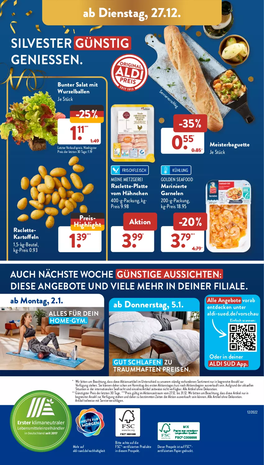 Aktueller Prospekt AldiSud - NÄCHSTE WOCHE - von 27.12 bis 31.12.2022 - strona 54 - produkty: aldi, alle artikel ohne dekoration, angebot, angebote, baguette, ball, beutel, decke, dekoration, eis, elle, fleisch, garnelen, gin, kartoffel, kartoffeln, latte, lebensmittel, Meister, papier, reis, salat, Ti, ZTE