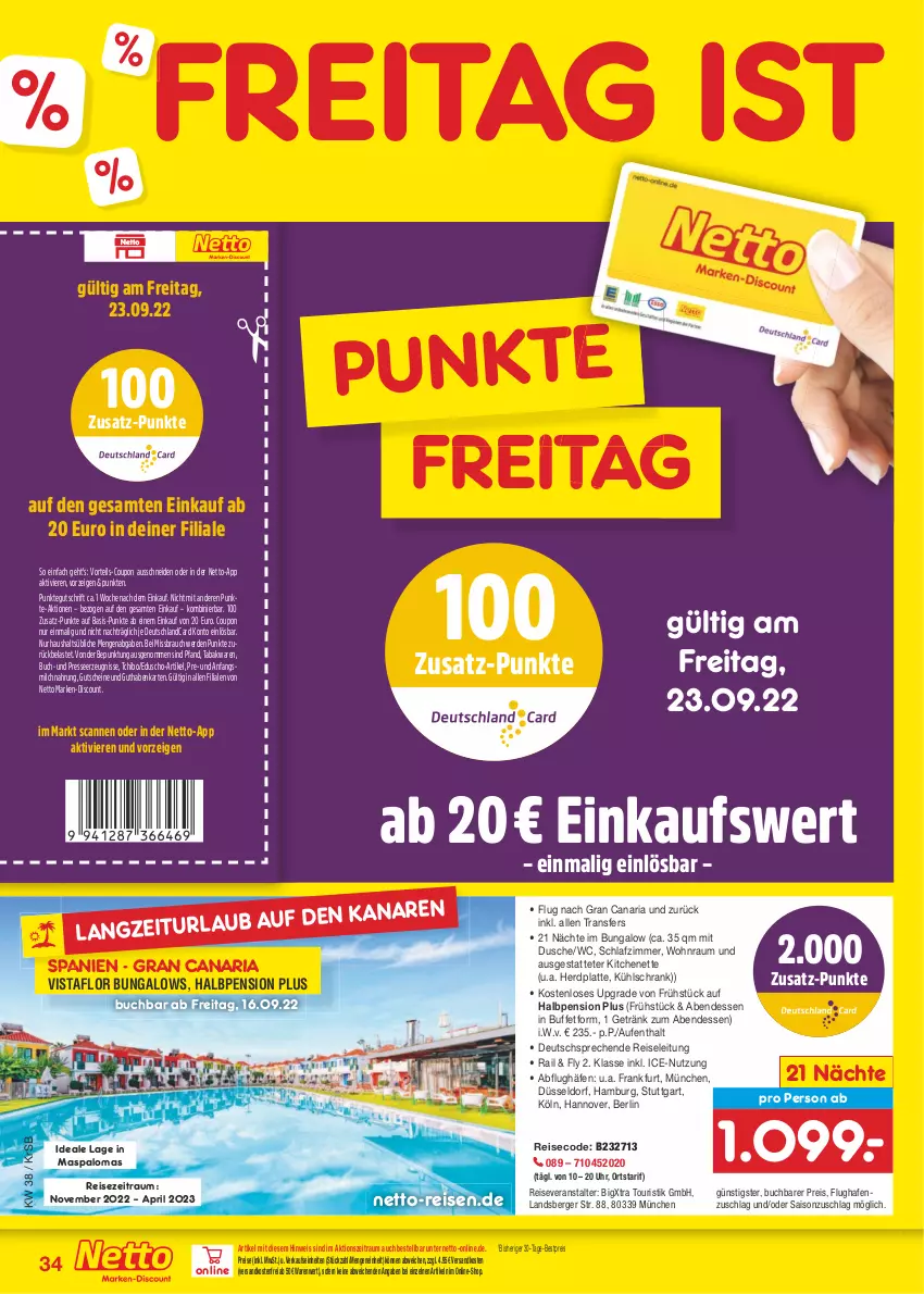 Aktueller Prospekt Netto Marken-Discount - Filial-Angebote - von 19.09 bis 24.09.2022 - strona 34 - produkty: Berger, bestpreis, buch, coupon, deutschlandcard, discount, dusche, eduscho, eis, erde, getränk, guthabenkarte, gutschein, gutscheine, kühlschrank, latte, marken-discount, milch, ndk, pril, Rauch, reis, reiseveranstalter, Ria, schlafzimmer, Schrank, Tchibo, Ti, uhr, versandkostenfrei