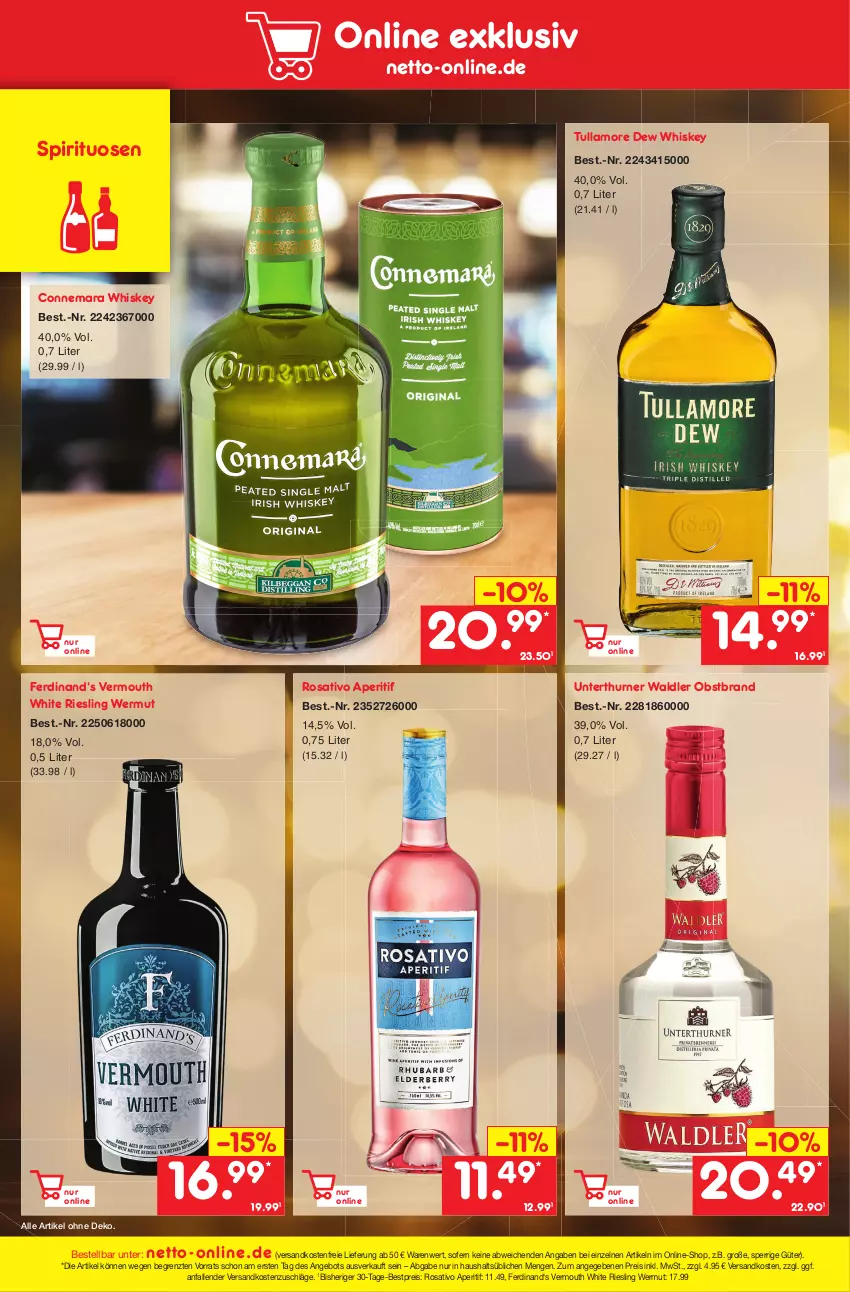 Aktueller Prospekt Netto Marken-Discount - Filial-Angebote - von 19.09 bis 24.09.2022 - strona 40 - produkty: angebot, aperitif, bestpreis, eis, ndk, obst, Obstbrand, reis, riesling, spirituosen, Ti, tullamore, tullamore dew, Vermouth, versandkostenfrei, whiskey, ZTE