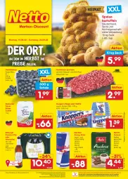 Gazetka promocyjna Netto Marken-Discount - Filial-Angebote - Gazetka - ważna od 24.09 do 24.09.2022 - strona 1 - produkty: alkohol, angebot, beere, beeren, bestpreis, bitburger, burger, drink, eis, energy drink, fleisch, hackfleisch, hackfleisch gemischt, heidelbeere, heidelbeeren, kaffee, kartoffel, kartoffeln, knoppers, melitta, ndk, pils, premium pils, red bull, reis, riegel, rind, sac, Schal, Schale, schwein, speisekartoffeln, südzucker, Ti, versandkostenfrei, wein, ZTE, zucker