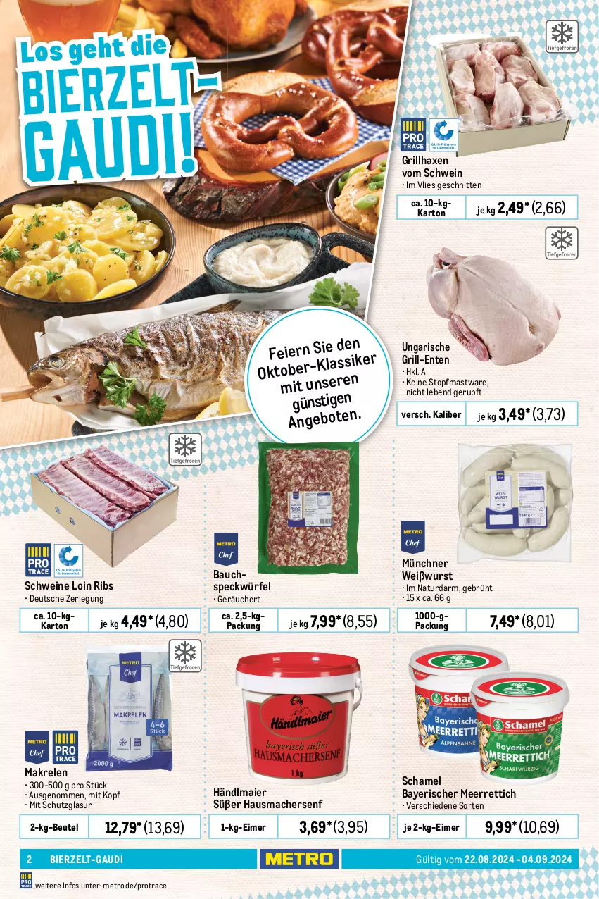 Aktueller Prospekt Metro - GastroJournal - von 22.08 bis 04.09.2024 - strona 2 - produkty: Alpenhain, angebot, angebote, auer, axe, Bau, beutel, bier, brezel, decke, eier, eimer, eis, ente, essig, flasche, Garten, getränk, getränke, grill, grillhaxe, händlmaier, Hausmacher, Haxe, ilag, kartoffel, Kartoffelknödel, kartoffelsalat, Käse, Knödel, Kraut, Laugenbrezel, mac, Makrele, meerrettich, Metro, metro gastro, milch, natur, obazda, Palette, reis, rel, Rettich, sac, salat, Sauerkraut, schamel, schnitten, schwein, schweine, senf, sim, Speck, Ti, topf, wein, weine, Weißwurst, würfel, wurst, Zelt, zwiebel, zwiebeln