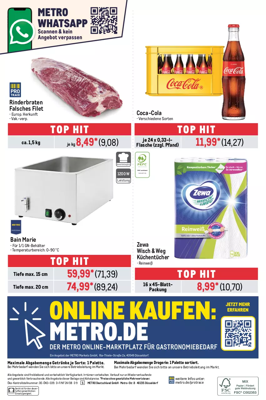 Aktueller Prospekt Metro - GastroJournal - von 22.08 bis 04.09.2024 - strona 32 - produkty: abholpreise, angebot, angebote, auer, Behälter, braten, coca-cola, cola, eis, Falsches Filet, filet, flasche, getränk, getränke, ilag, küche, Küchen, küchentücher, Metro, Palette, Rauch, reis, rind, rinder, rinderbraten, rwe, Ti, tücher, zewa