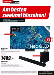 Gazetka promocyjna Media Markt - Prospekte - Gazetka - ważna od 08.04 do 08.04.2023 - strona 1 - produkty: auto, Germ, lautsprecher, led tv, qled, Samsung, soundbar, Subwoofer, Ti, tisch