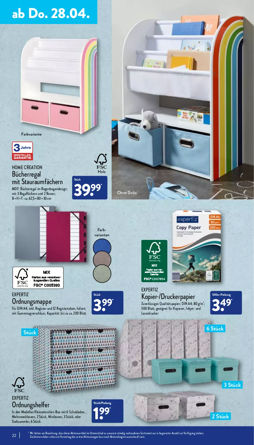 Aktueller Prospekt Aldi Nord - Aldi-Aktuell - von 25.04 bis 30.04.2022 - strona 22 - produkty: dell, din a4, drucker, elle, expertiz, gin, Holz, Laserdrucker, Mode, papier, regal, Ria, schubladen, Ti, weck, ZTE