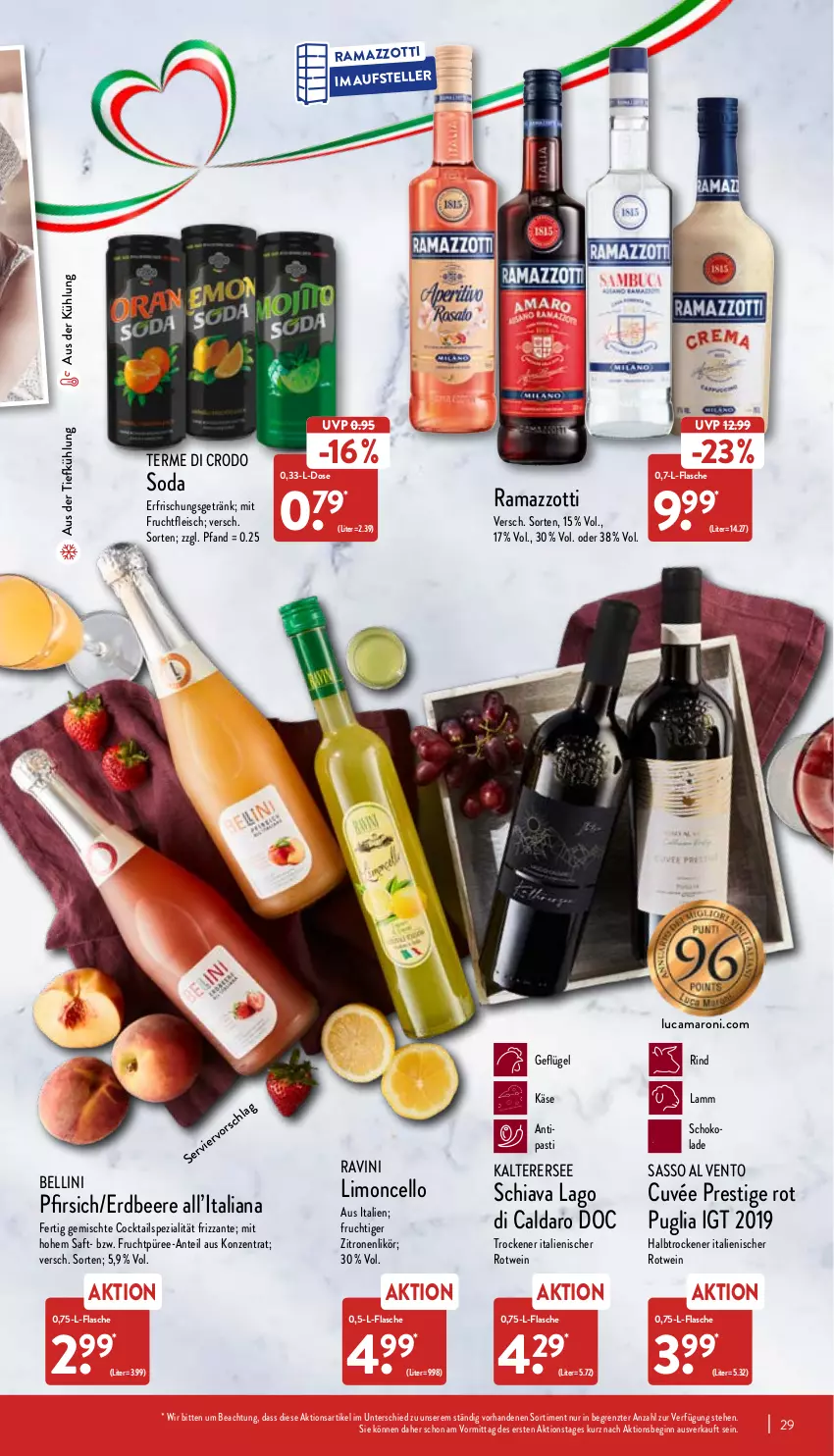 Aktueller Prospekt Aldi Nord - Aldi-Aktuell - von 25.04 bis 30.04.2022 - strona 29 - produkty: amaro, asti, aus der tiefkühlung, beere, chia, cocktail, cocktails, cuvée, eis, elle, erdbeere, erfrischungsgetränk, flasche, fleisch, frizzante, frucht, fruchtfleisch, Geflügel, getränk, gin, Käse, lamm, likör, limo, mit frucht, pfirsich, püree, rama, ramazzott, ramazzotti, rind, rotwein, saft, schoko, schokolade, Soda, Spezi, teller, Ti, wein, zitrone, zitronen, zott, ZTE