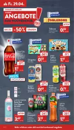 Gazetka promocyjna Aldi Nord - Aldi-Aktuell - Gazetka - ważna od 30.04 do 30.04.2022 - strona 34 - produkty: aldi, alkohol, angebot, angebote, bier, brause, coca-cola, coconut, cola, eis, eistee, elle, erfrischungsgetränk, fassbrause, fisch, flasche, fuze tea, getränk, gin, Käse, Paula, paulaner, pils, reis, roséwein, schogetten, schoko, schokolade, storck, tee, teller, Ti, toblerone, toffifee, veltins, wein