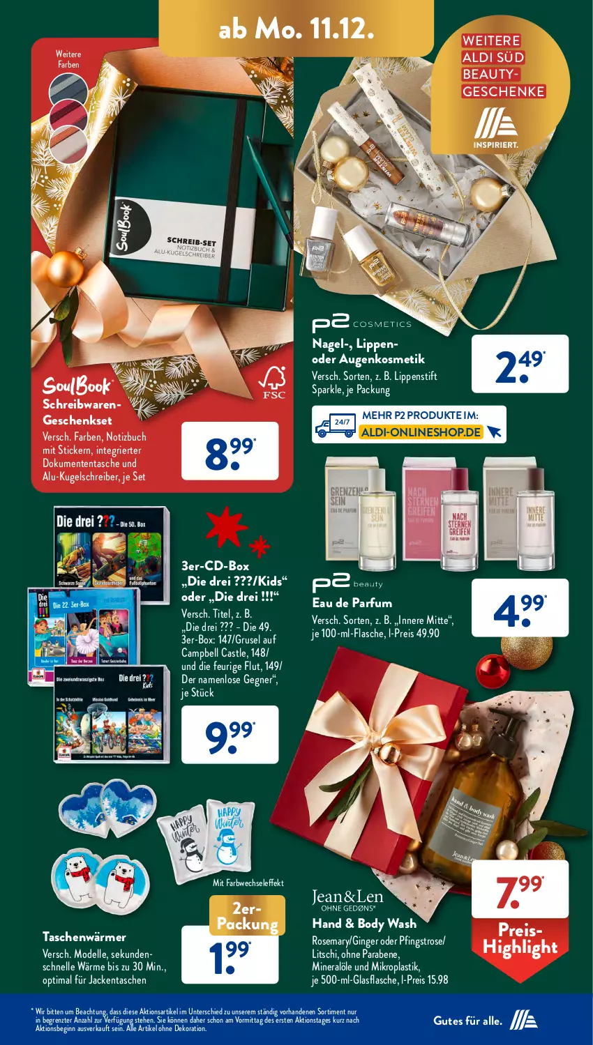 Aktueller Prospekt AldiSud - NÄCHSTE WOCHE - von 11.12 bis 16.12.2023 - strona 26 - produkty: aldi, alle artikel ohne dekoration, asti, body, buch, dekoration, dell, Eau de parfum, eis, elle, ente, flasche, geschenkset, gin, ginger, glasflasche, Jacke, kosmetik, Kugel, kugelschreiber, Lippenstift, Mode, parfum, reis, schreibwaren, Tasche, taschen, Ti, ZTE