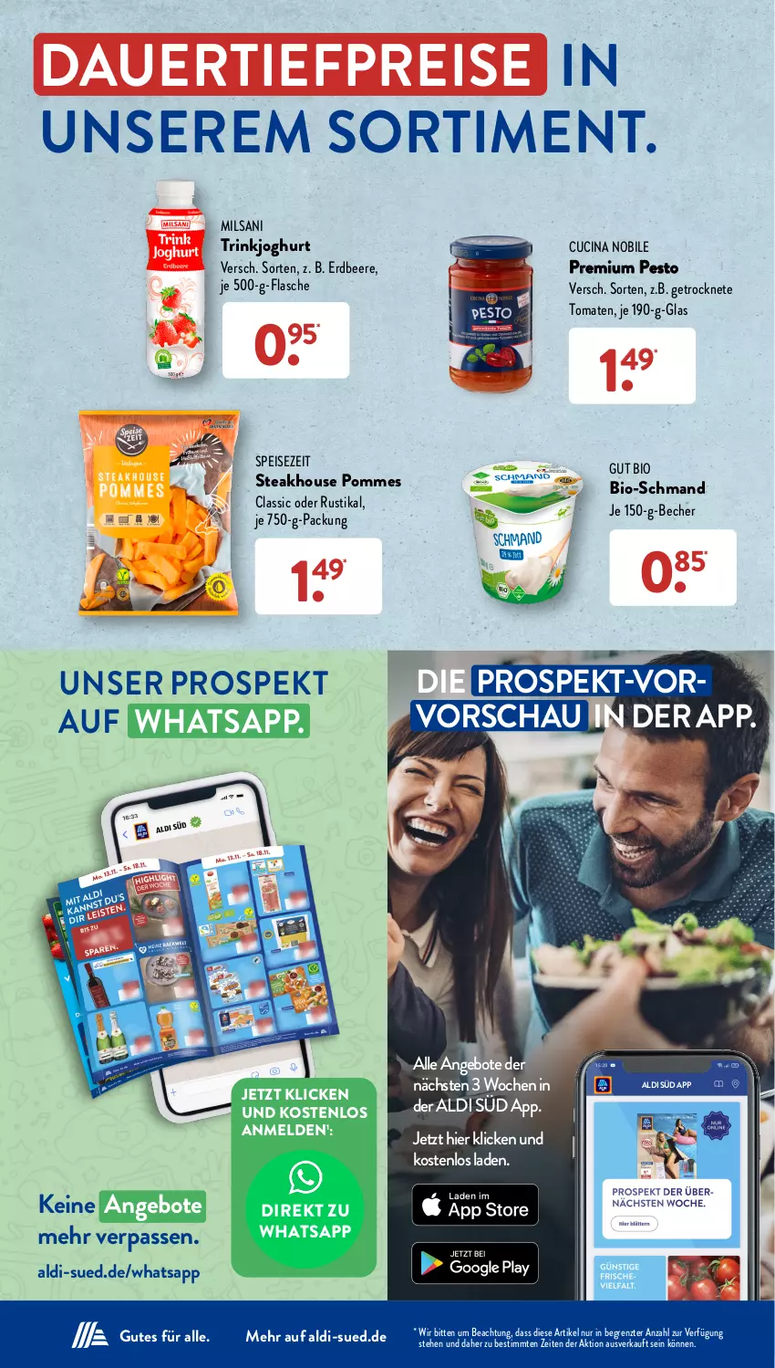 Aktueller Prospekt AldiSud - NÄCHSTE WOCHE - von 11.12 bis 16.12.2023 - strona 3 - produkty: aldi, angebot, angebote, auer, Becher, beere, bio, cin, dauertiefpreis, eis, erdbeere, flasche, Getrocknete Tomaten, joghur, joghurt, pesto, pommes, reis, schmand, steak, Ti, tiefpreis, tomate, tomaten, ZTE