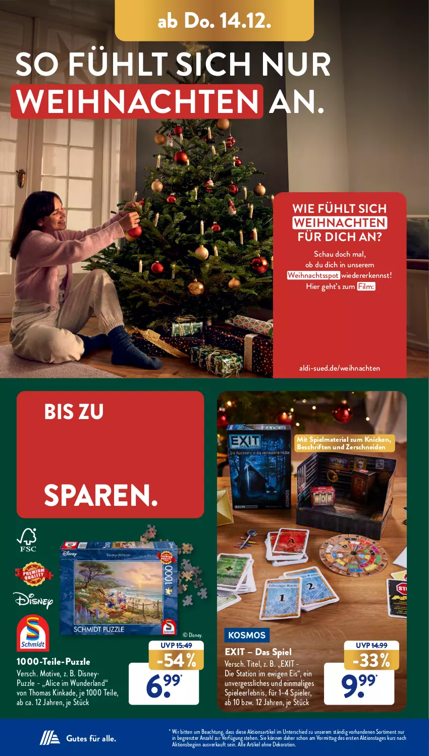 Aktueller Prospekt AldiSud - NÄCHSTE WOCHE - von 11.12 bis 16.12.2023 - strona 33 - produkty: aldi, alle artikel ohne dekoration, dekoration, disney, eis, gin, Puzzle, Ria, Spiele, Ti, weihnachten, ZTE