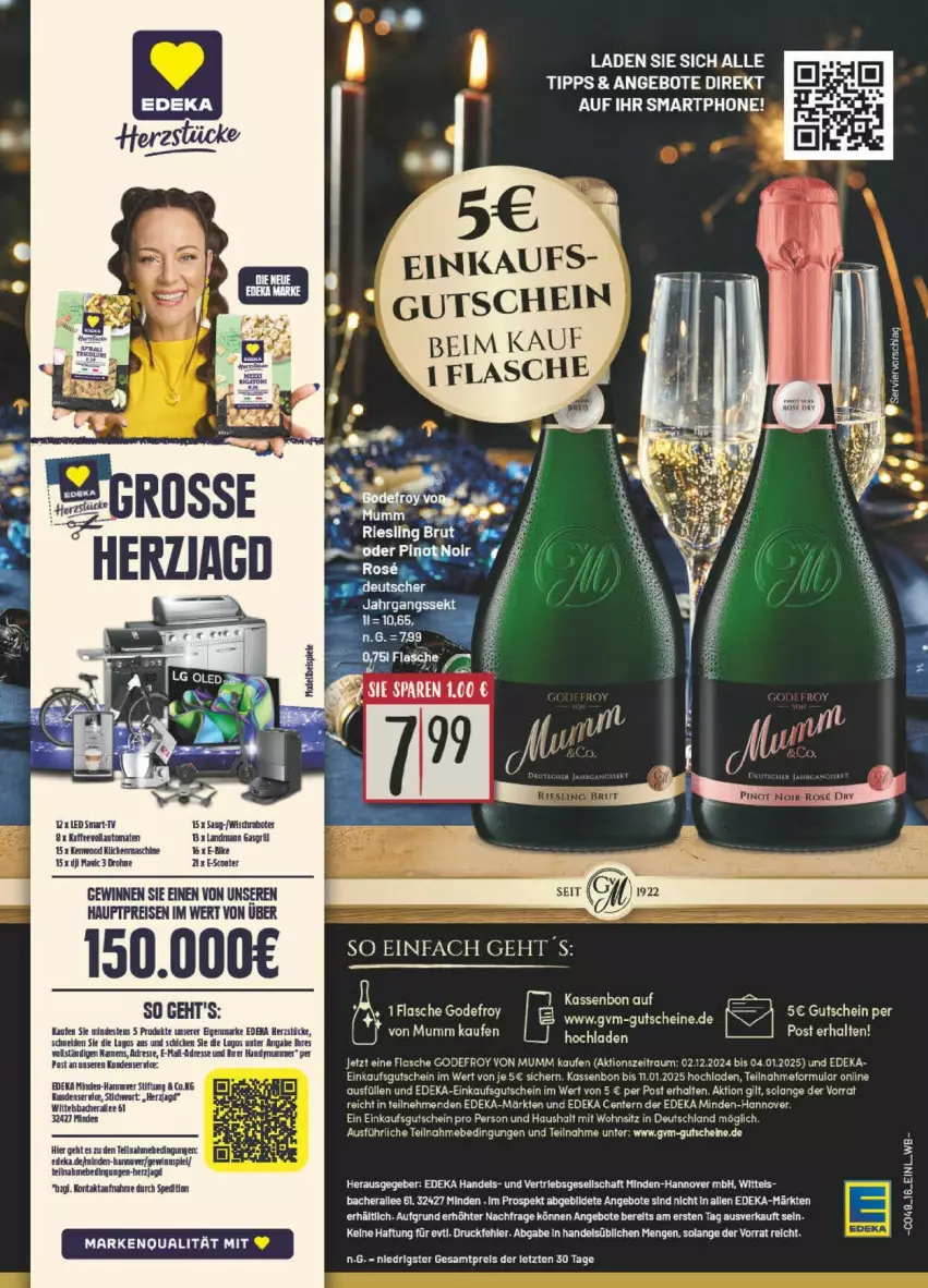 Aktueller Prospekt Edeka - Prospekte - von 16.12 bis 21.12.2024 - strona 32 - produkty: angebot, angebote, auto, deka, Drohne, eis, ente, flasche, gutschein, gutscheine, küche, Küchen, küchenmaschine, leds, Mavic, mumm, reis, smartphone, Ti, tomate, tomaten, vollautomaten, ZTE