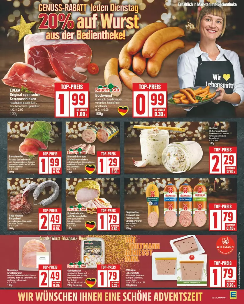 Aktueller Prospekt Edeka - Prospekte - von 16.12 bis 21.12.2024 - strona 5 - produkty: bier, bierschinken, deka, eis, gin, mac, reis, schinken, schnitten, top-preis, wiltmann