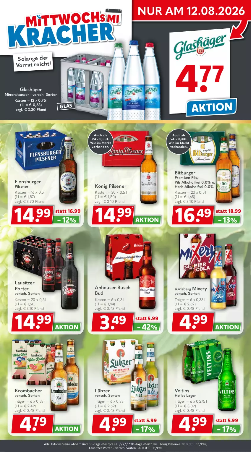 Aktueller Prospekt Getraenkeland - von 03.08 bis 15.08.2026 - strona 3 - produkty: aktionspreis, alkohol, Alwa, bestpreis, bestpreise, bitburger, bitburger pils, burger, eis, elle, flensburger, Heu, karlsberg, karlsberg mixery, könig pilsener, krombache, krombacher, Lübzer, mineralwasser, Mixer, mixery, pils, pilsener, premium pils, reis, Ti, veltins, wasser
