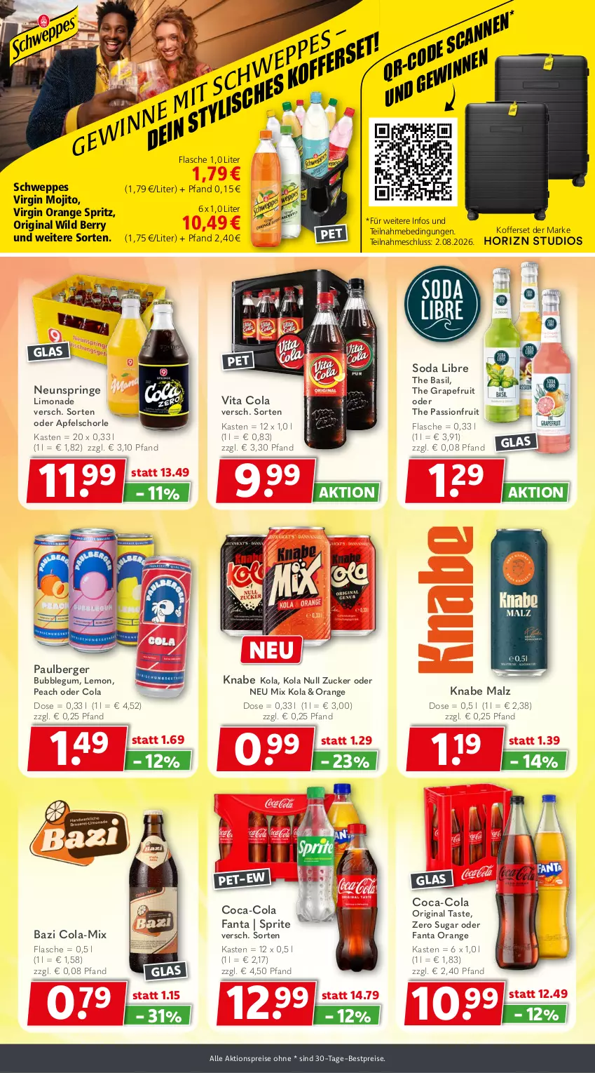 Aktueller Prospekt Getraenkeland - von 03.08 bis 15.08.2026 - strona 7 - produkty: aktionspreis, apfel, Apfelschorle, Berger, bestpreis, bestpreise, coca-cola, cola, eis, fanta, flasche, gin, grapefruit, koffer, limo, limonade, malz, mojito, orange, reis, ring, schorle, schweppes, Soda, sprite, Ti, vita, Vita C, Wild, wild berry, zucker