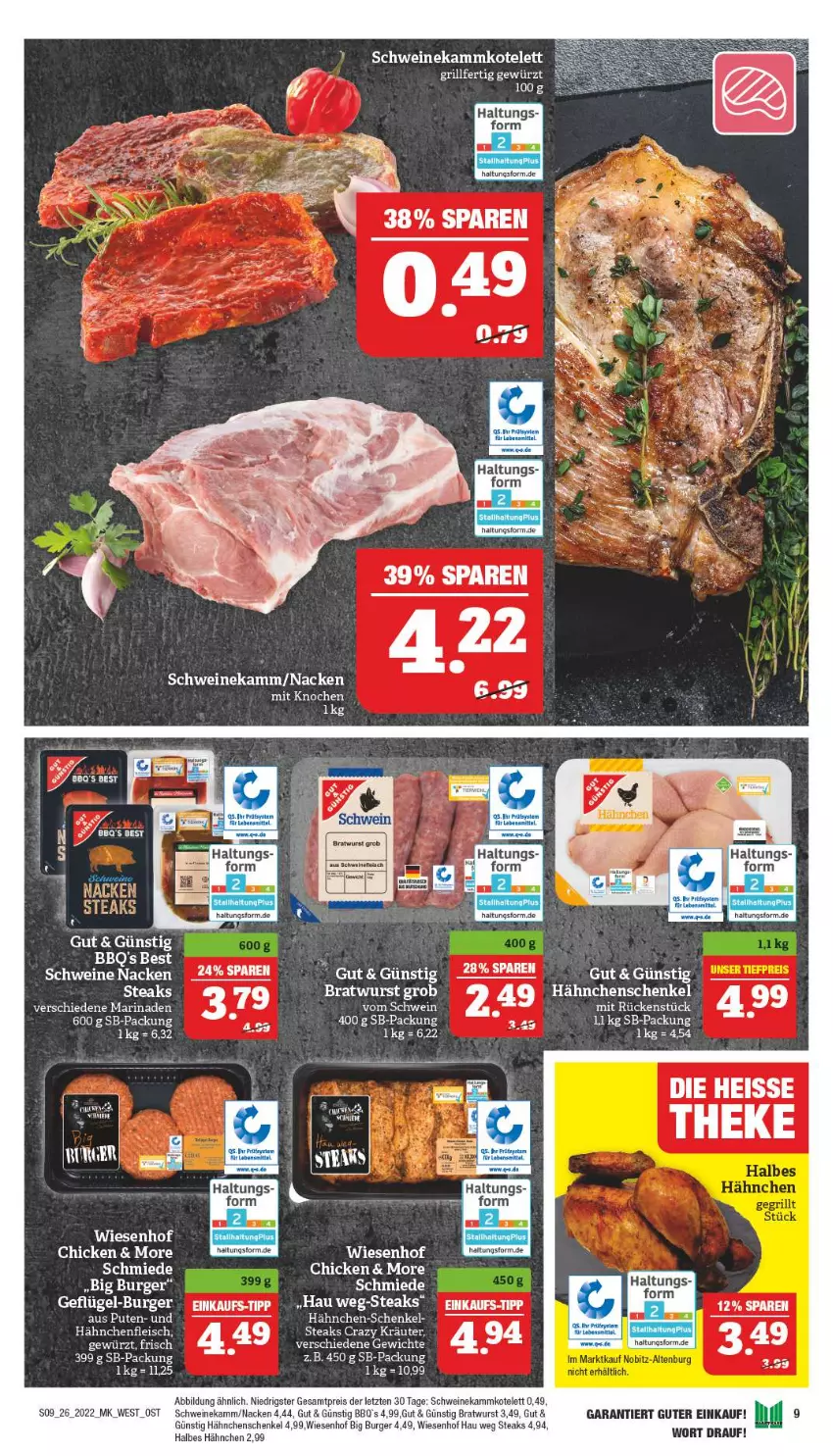 Aktueller Prospekt Marktkauf - Prospekt - von 26.06 bis 02.07.2022 - strona 13 - produkty: bratwurst, burger, eier, eis, fleisch, Geflügel, hähnchen-schenkel, Hähnchenfleisch, hähnchenschenkel, henkel, kotelett, kräuter, marinade, pute, reis, schenkel, schwein, schweine, steak, steaks, tee, Ti, wein, weine, wiesenhof, wurst, ZTE