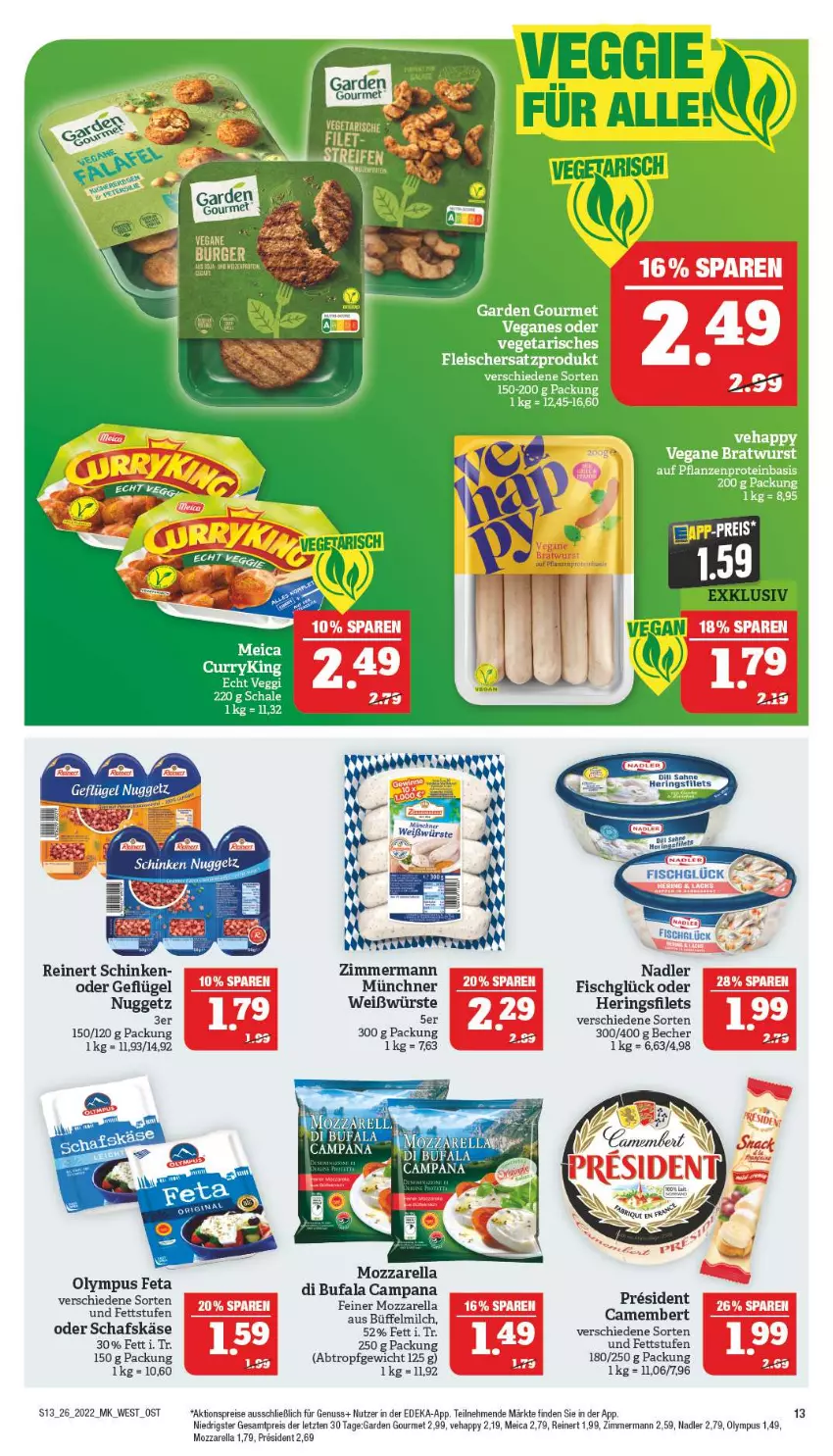 Aktueller Prospekt Marktkauf - Prospekt - von 26.06 bis 02.07.2022 - strona 17 - produkty: aktionspreis, Becher, bratwurst, camembert, deka, di bufala, eis, filet, filets, fisch, fleisch, garden gourmet, Geflügel, hering, Herings, heringsfilets, Käse, meica, milch, mozzarella, nadler, nuss, pflanze, pflanzen, reinert, reis, rel, ring, schafskäse, schinken, Ti, Vegeta, wurst, ZTE