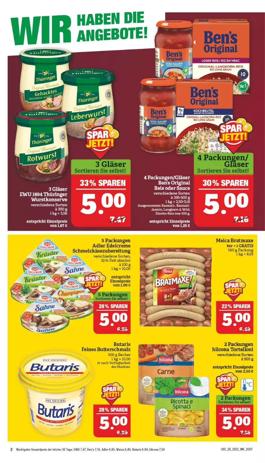 Aktueller Prospekt Marktkauf - Prospekt - von 26.06 bis 02.07.2022 - strona 2 - produkty: angebot, angebote, basmati, creme, edelcreme, eis, elle, gin, Gläser, hilcona, korn, meica, reis, ring, risotto, sauce, Ti, Wild, ZTE