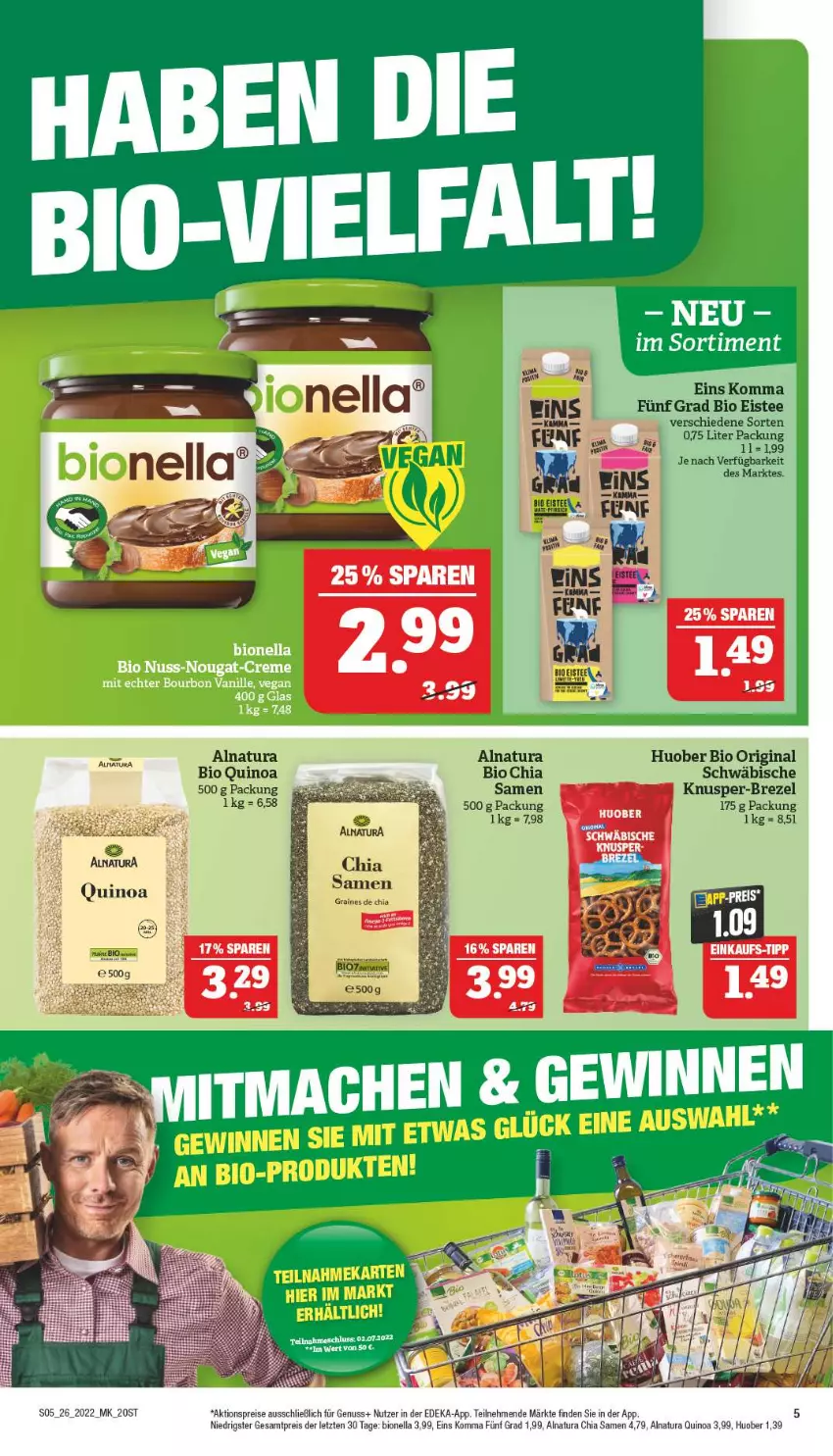 Aktueller Prospekt Marktkauf - Prospekt - von 26.06 bis 02.07.2022 - strona 9 - produkty: aktionspreis, bio, brezel, chia, chia samen, deka, eis, eistee, gin, huober, natur, natura, nuss, quinoa, reis, tee, Ti, ZTE