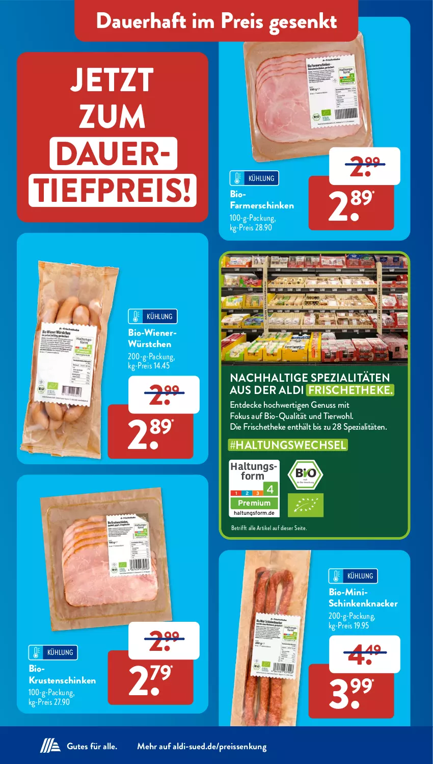 Aktueller Prospekt AldiSud - NÄCHSTE WOCHE - von 24.07 bis 29.07.2023 - strona 12 - produkty: aldi, auer, bio, dauertiefpreis, decke, eis, farmerschinken, gsw, knacker, Krustenschinken, nuss, reis, reiss, schinken, Spezi, Ti, tiefpreis, wiener, würstchen