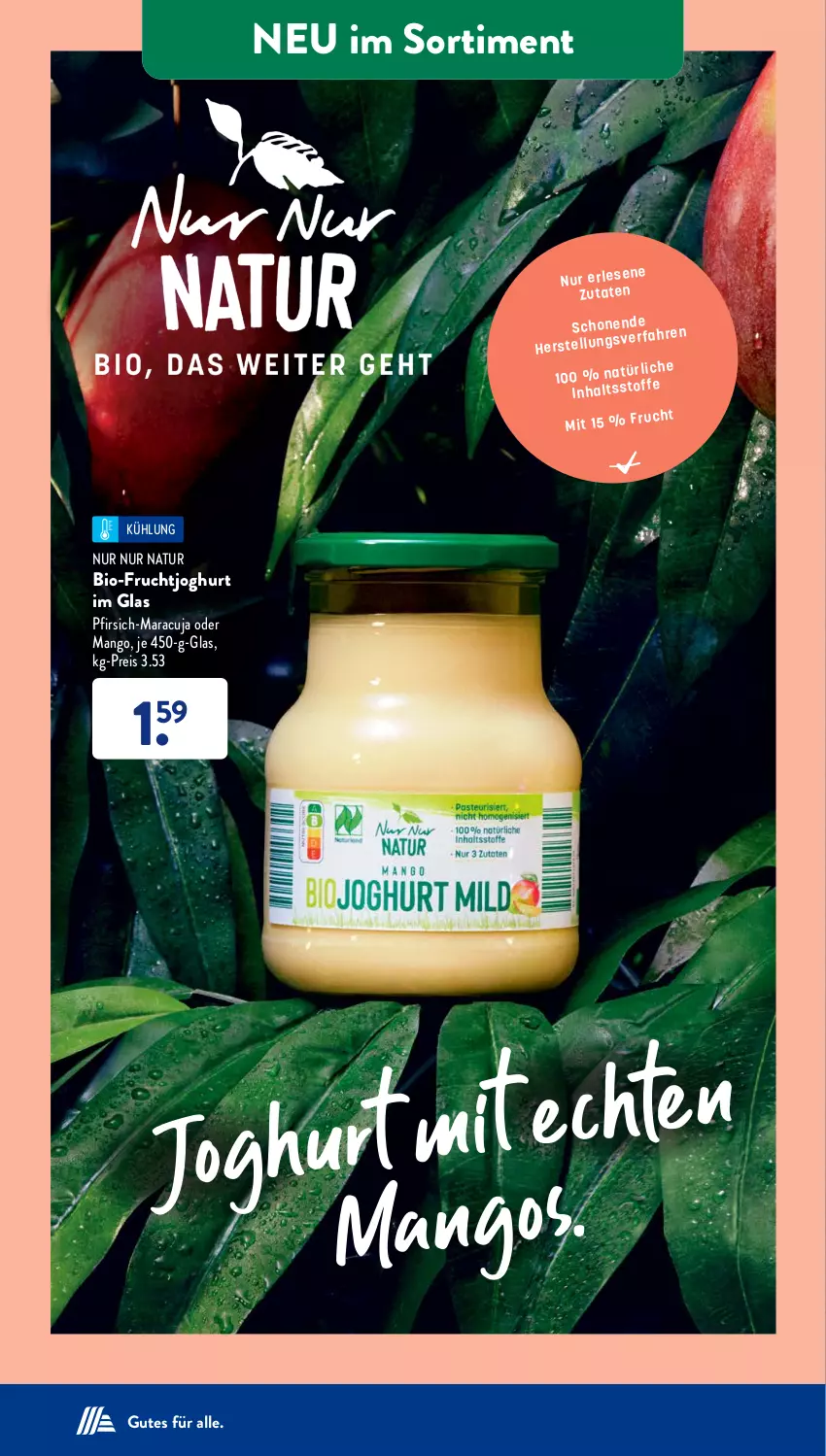 Aktueller Prospekt AldiSud - NÄCHSTE WOCHE - von 24.07 bis 29.07.2023 - strona 37 - produkty: bio, eis, frucht, fruchtjoghurt, joghur, joghurt, mango, maracuja, natur, pfirsich, reis, Ti