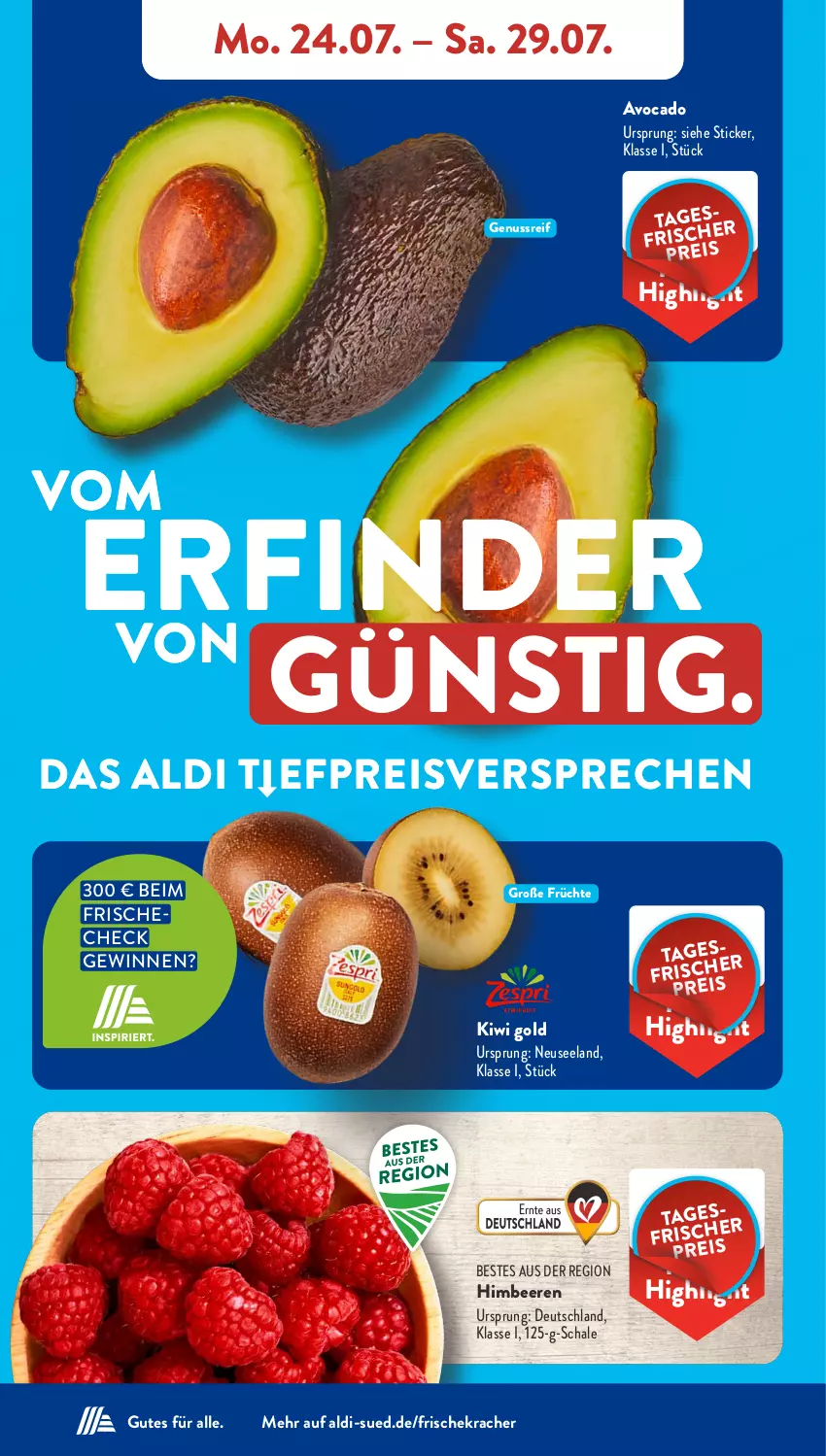 Aktueller Prospekt AldiSud - NÄCHSTE WOCHE - von 24.07 bis 29.07.2023 - strona 4 - produkty: aldi, avocado, beere, beeren, eis, Elan, früchte, himbeer, himbeere, himbeeren, kiwi, Kiwi Gold, kracher, nuss, reis, Schal, Schale, Ti