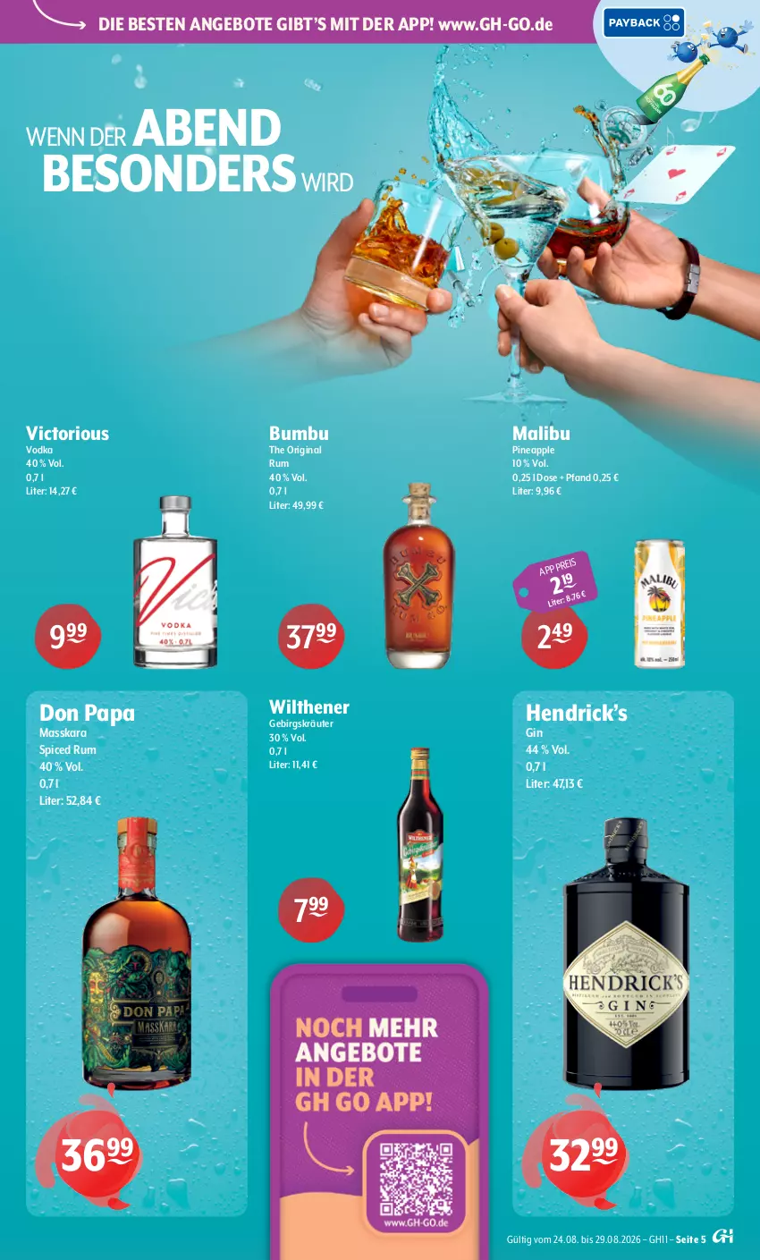 Aktueller Prospekt Getraenke Hoffmann - Prospekte - von 24.08 bis 29.08.2026 - strona 5 - produkty: angebot, angebote, Apple, Bumbu, eis, gin, kräuter, Malibu, rum, Ti, vodka, wilthener