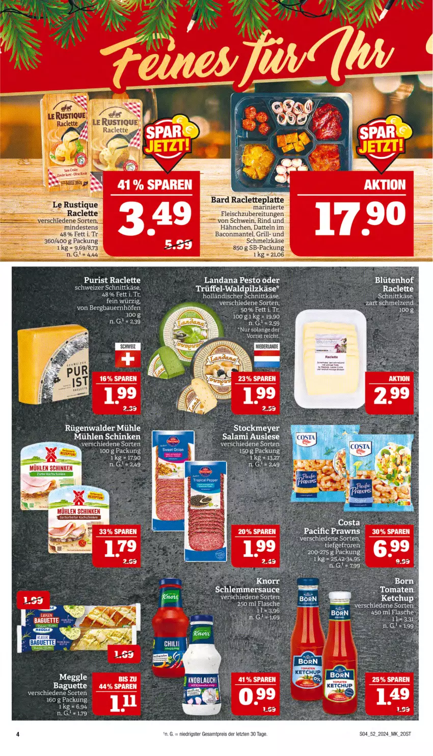 Aktueller Prospekt Marktkauf - Prospekt - von 22.12 bis 28.12.2024 - strona 4 - produkty: auer, baguette, Bau, Bauer, Cif, eis, flasche, fleisch, holländischer schnittkäse, Käse, latte, mühlen schinken, pesto, prawns, reis, rügenwalder, rügenwalder mühle, schinken, schnittkäse, schweizer schnittkäse, tee, Trüffel, ZTE