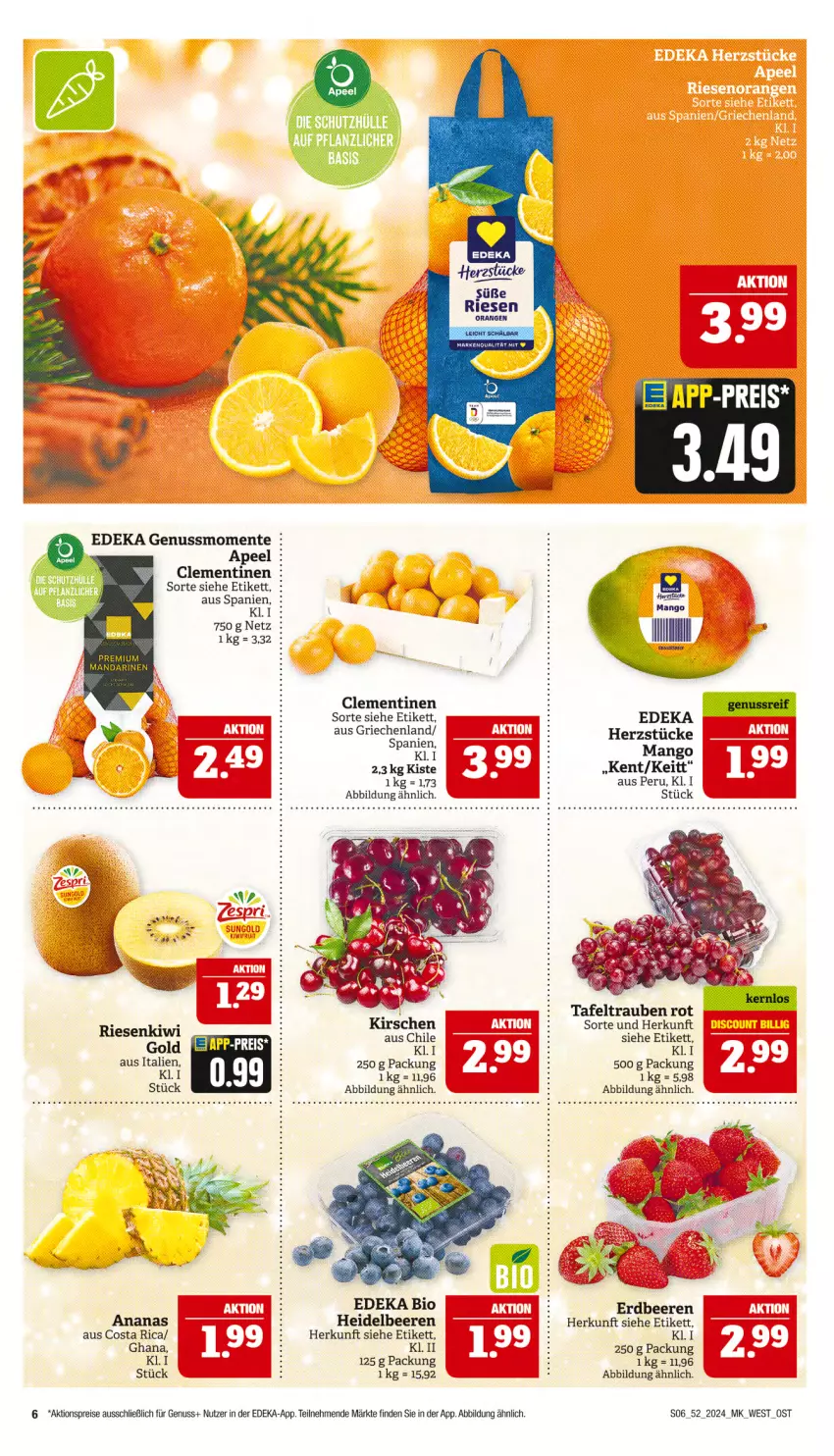 Aktueller Prospekt Marktkauf - Prospekt - von 22.12 bis 28.12.2024 - strona 6 - produkty: aktionspreis, ananas, beere, beeren, clementinen, deka, eis, ente, erdbeere, erdbeeren, heidelbeere, heidelbeeren, kiwi, mango, nuss, reis, tafeltrauben, Ti, trauben