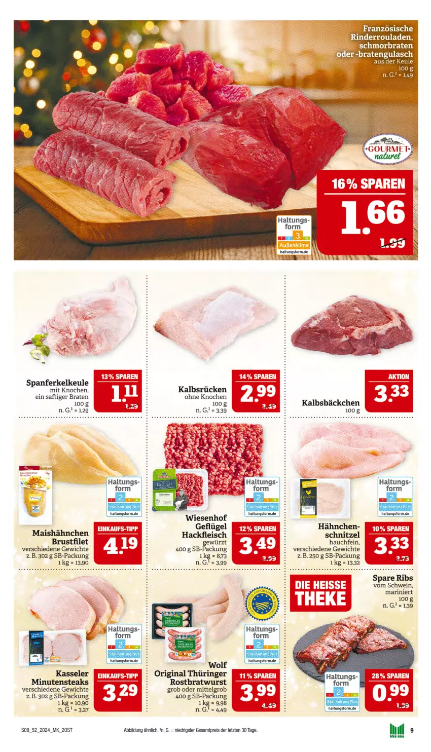 Aktueller Prospekt Marktkauf - Prospekt - von 22.12 bis 28.12.2024 - strona 9 - produkty: braten, bratwurst, eis, fleisch, Geflügel, gewürz, gin, hackfleisch, kasseler, LG, minutensteaks, original thüringer, reis, ring, rostbratwurst, saft, schnitzel, schwein, spare ribs, steak, steaks, Ti, wein, wurst, ZTE