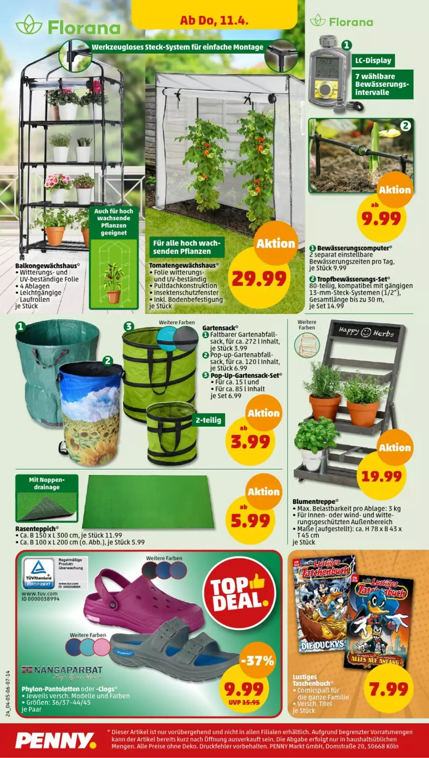 Aktueller Prospekt Penny - Prospekte - von 08.04 bis 13.04.2024 - strona 24 - produkty: blume, blumen, Blumentreppe, eis, ente, fenster, Garten, Gartensack, Gewächshaus, insektenschutz, Insektenschutzfenster, LG, pflanze, pflanzen, rasen, reis, sac, sekt, teppich, Ti, ZTE