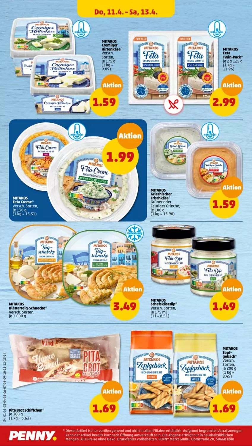 Aktueller Prospekt Penny - Prospekte - von 08.04 bis 13.04.2024 - strona 34 - produkty: blätterteig, brot, dip, feta, frischkäse, hirtenkäse, HP, Käse, rum, schafskäse, Schiffchen