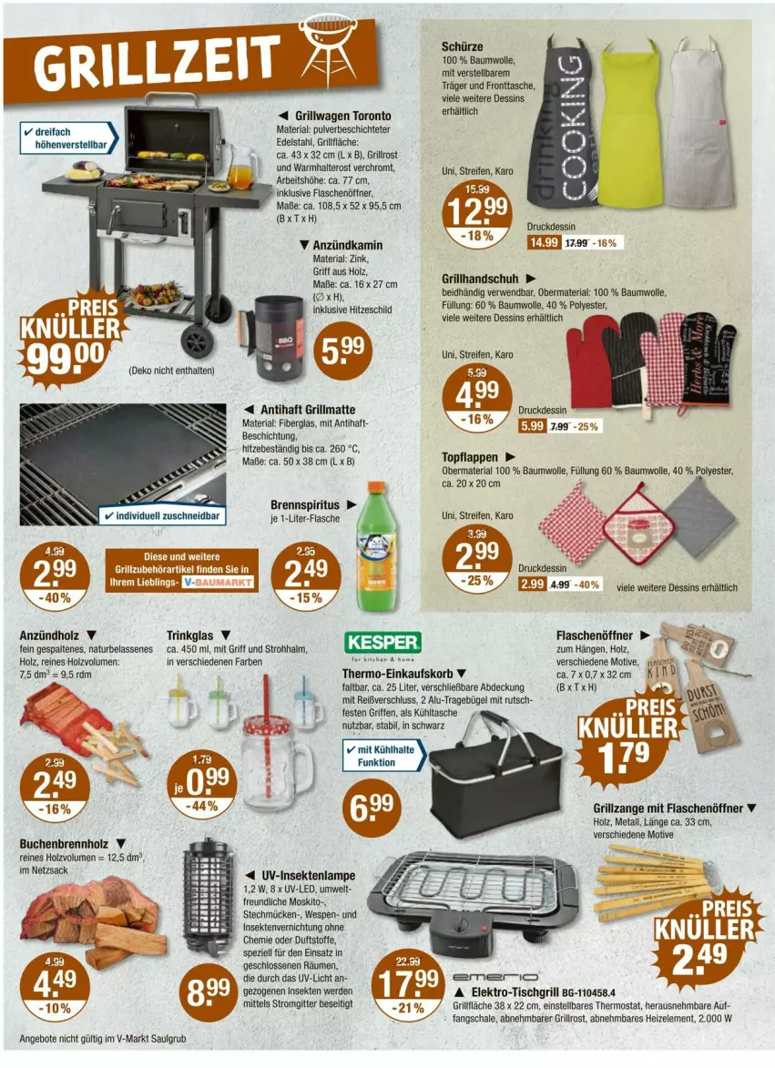 Aktueller Prospekt Vmarkt - Prospekte - von 31.07 bis 06.08.2025 - strona 14 - produkty: angebot, angebote, anzündkamin, Bau, baumwolle, Brennholz, buch, bügel, edelstahl, Elektro, erde, flasche, flaschenöffner, grill, grillfläche, grillrost, grillzange, Holz, je 1-liter-flasche, Kamin, korb, kühltasche, Lampe, LG, natur, ndk, reifen, Ria, rwe, sac, Schal, Schale, Schürze, sekt, Spezi, spiritus, Tasche, thermostat, Ti, tisch, tischgrill, topf, trinkglas, wolle