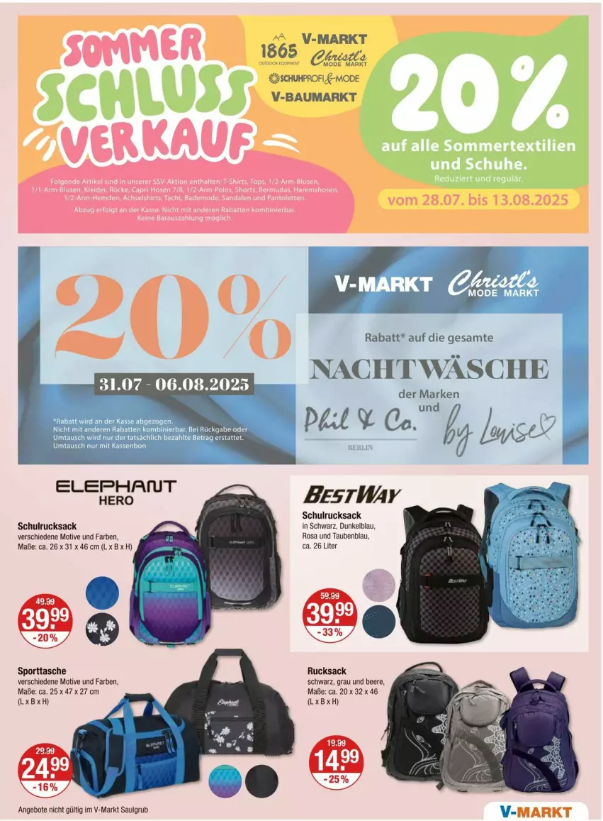 Aktueller Prospekt Vmarkt - Prospekte - von 31.07 bis 06.08.2025 - strona 17 - produkty: angebot, angebote, Bau, beere, hero, HP, LG, Mode, rel, rucksack, sac, Sport, sporttasche, Tasche, Ti