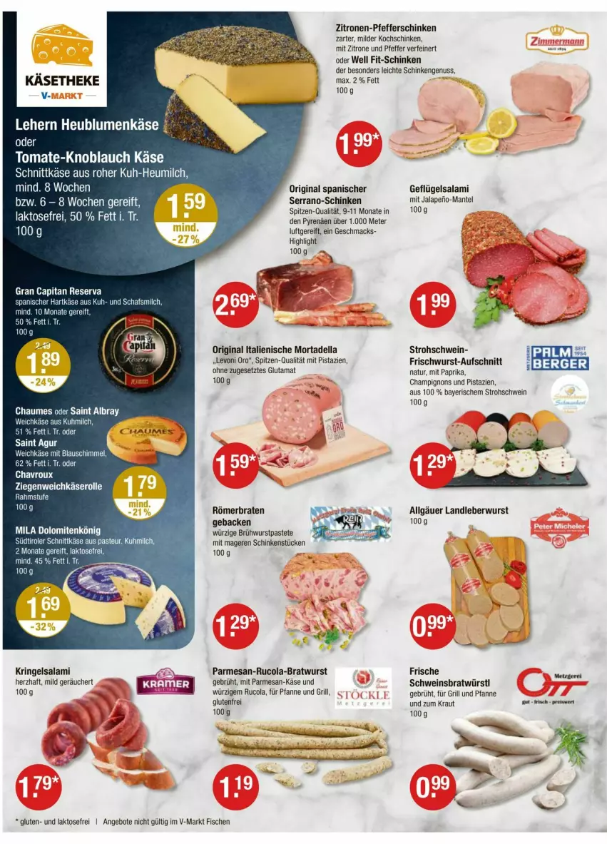 Aktueller Prospekt Vmarkt - Prospekte - von 31.07 bis 06.08.2025 - strona 2 - produkty: albray, angebot, angebote, aufschnitt, braten, bratwurst, Brühwurst, Cap, champignon, champignons, chaumes, chavroux, cola, dell, fisch, fische, frischwurst-aufschnitt, für grill und pfanne, geback, Geflügel, gin, grill, grill und pfanne, hartkäse, Heu, heumilch, Käse, käsetheke, knoblauch, kochschinken, Kraut, landleberwurst, leberwurst, LG, mac, Mantel, milch, mit paprika, mit pistazien, mortadella, natur, nuss, paprika, pastete, pfanne, pfeffer, pistazien, resa, ring, rucola, Saint Agur, saint albray, salami, schinken, schnittkäse, schwein, serrano, südtiroler, Ti, tomate, und pfanne, weichkäse, wein, wurst, zitrone, zitronen, ZTE