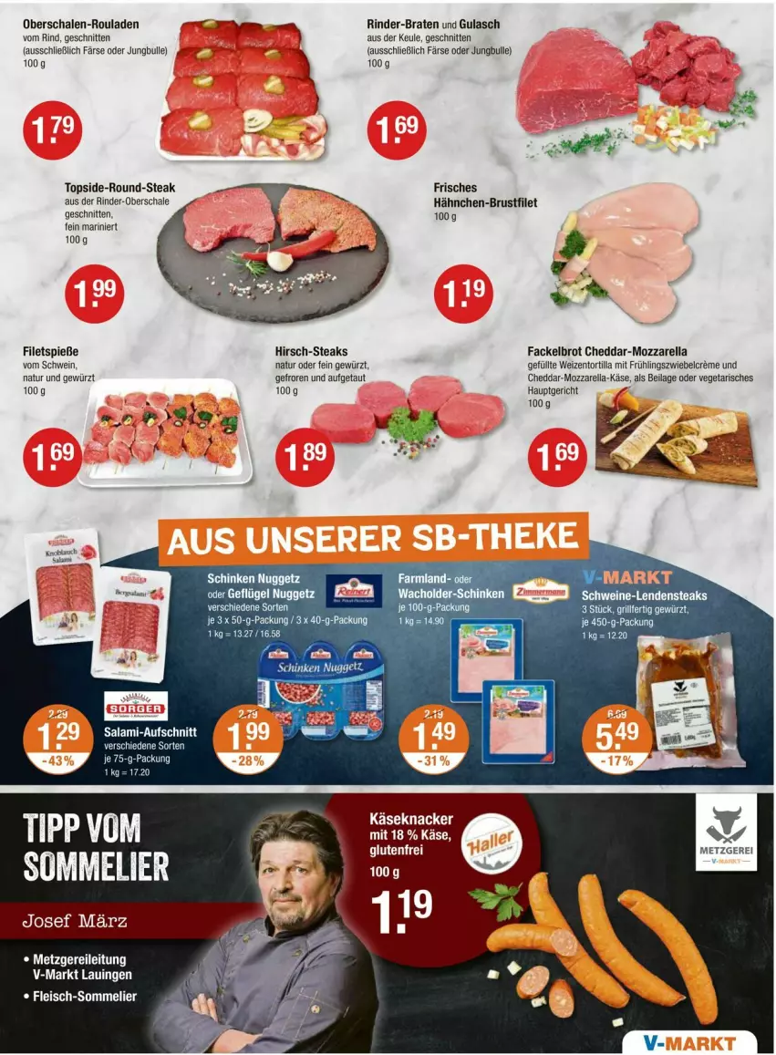 Aktueller Prospekt Vmarkt - Prospekte - von 31.07 bis 06.08.2025 - strona 3 - produkty: aufschnitt, braten, brot, brustfilet, cheddar, filet, filets, gewürz, gulasch, hähnchen-brustfilet, ilag, Käse, knacker, mozzarella, natur, rel, rind, rinder, rouladen, salami, Schal, Schale, schinken, schnitten, schwein, steak, steaks, Ti, tortilla, Vegeta, wein, zwiebel