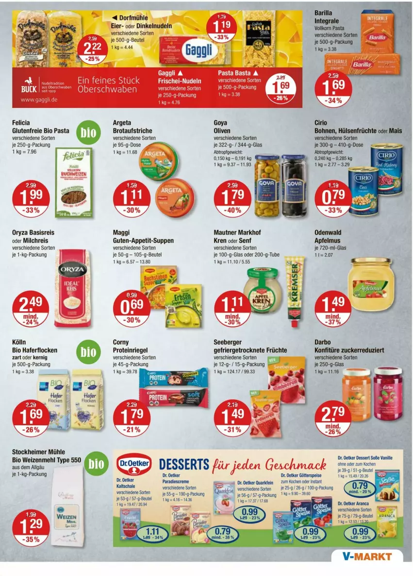 Aktueller Prospekt Vmarkt - Prospekte - von 31.07 bis 06.08.2025 - strona 7 - produkty: apfel, apfelmus, aufstrich, Berger, beutel, bio, bohne, bohnen, brot, brotaufstrich, brotaufstriche, buch, cirio, corny, creme, darbo, dessert, desserts, Dr. Oetker, eier, eimer, eis, früchte, götterspeise, hafer, haferflocken, hülsenfrüchte, je 250-g-packung, kölln, konfitüre, LG, mac, maggi, Mautner, mehl, milch, milchreis, nudel, nudeln, odenwald, olive, oliven, oryza, pasta, quark, reis, riegel, seeberger, senf, suppe, suppen, Ti, vanille, weizenmehl, zucker