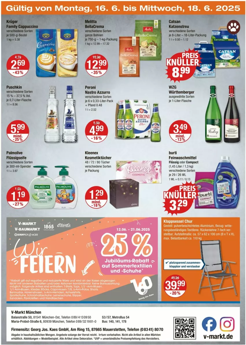 Aktueller Prospekt Vmarkt - Prospekte - von 12.06 bis 18.06.2025 - strona 24 - produkty: alle artikel ohne dekoration, angebot, angebote, auer, Berger, burti, dekoration, dell, eis, elle, feinwaschmittel, flasche, flüssigseife, je 1-liter-flasche, kaes, kosmetik, Kosmetiktücher, Metro, Mode, obst, olive, palmolive, reis, Ria, ring, Seife, telefon, teller, Ti, tücher, waschmittel
