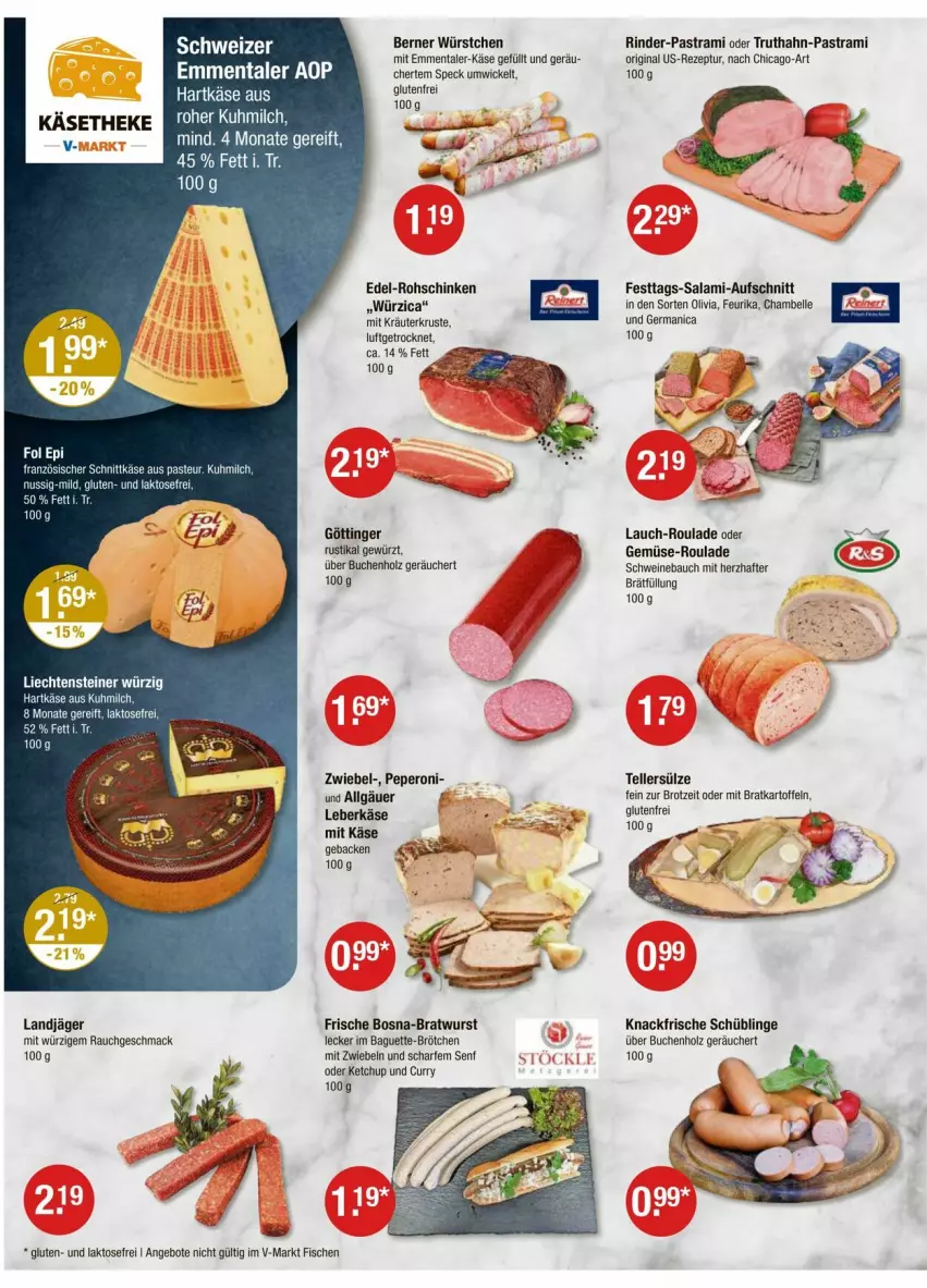 Aktueller Prospekt Vmarkt - Prospekte - von 12.06 bis 18.06.2025 - strona 6 - produkty: angebot, angebote, Astra, aufschnitt, baguette, Bau, bratwurst, brot, brötchen, buch, curry, elle, emmentaler, fisch, fische, geback, Germ, gewürz, gin, hartkäse, Holz, kartoffel, kartoffeln, Käse, käsetheke, ketchup, kräuter, landjäger, leberkäs, leberkäse, LG, mac, milch, mit zwiebeln, pastrami, peperoni, Peroni, Rauch, rezept, rind, rinder, rohschinken, salami, schinken, schnittkäse, schwein, schweine, Schweinebauch, senf, Speck, teller, Ti, truthahn, wein, weine, WICK, wurst, würstchen, zwiebel, zwiebeln