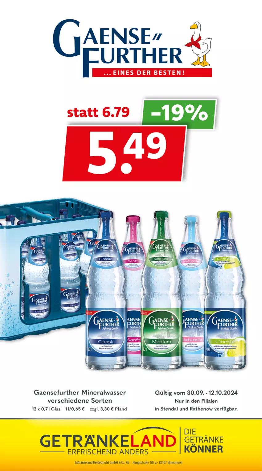 Aktueller Prospekt Getraenkeland - von 30.09 bis 12.10.2024 - strona 8 - produkty: Alwa, Elan, elle, getränk, getränke, mineralwasser, rel, Ti, wasser