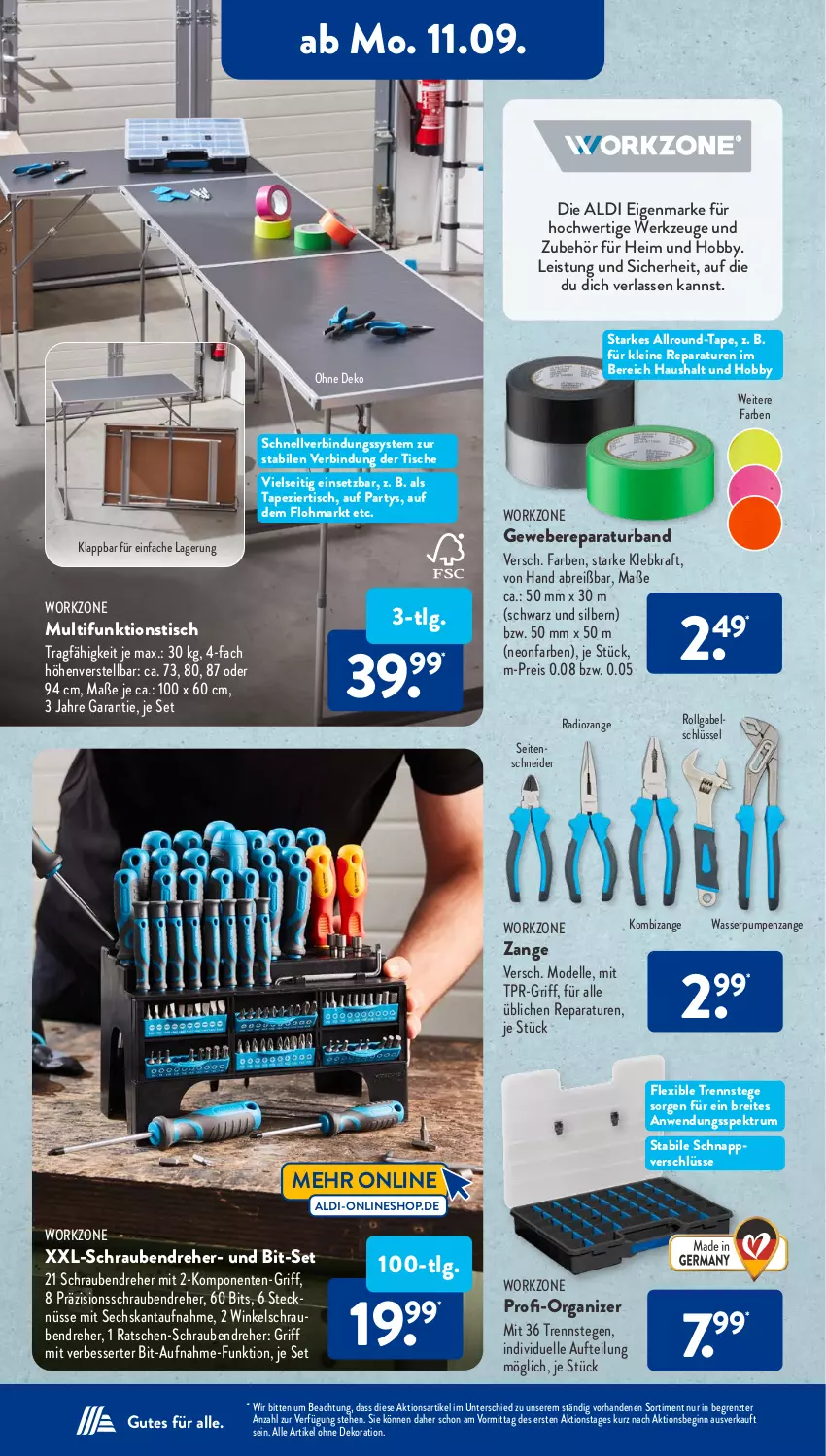 Aktueller Prospekt AldiSud - NÄCHSTE WOCHE - von 11.09 bis 16.09.2023 - strona 12 - produkty: aldi, alle artikel ohne dekoration, Brei, dekoration, dell, eis, elle, ente, gabel, gin, Hobby, Kombizange, kraft, leine, LG, Mode, Radio, reis, rum, schrauben, Schraubendreher, Seitenschneide, Spektrum, Ti, tisch, wasser, Wasserpumpenzange, weber, werkzeug, werkzeuge, ZTE