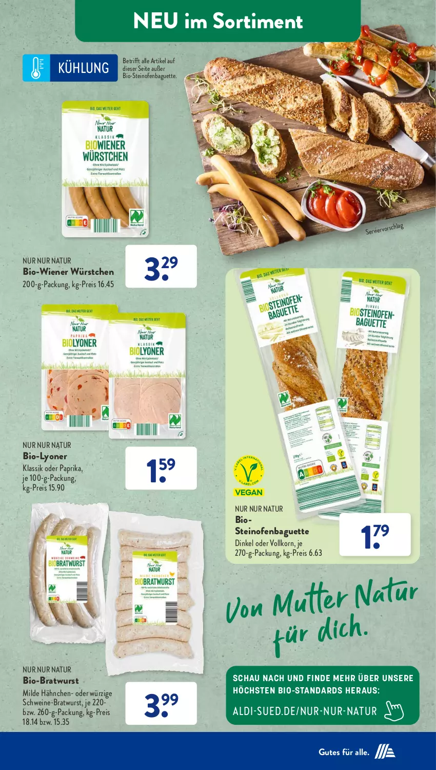 Aktueller Prospekt AldiSud - NÄCHSTE WOCHE - von 11.09 bis 16.09.2023 - strona 40 - produkty: aldi, baguette, bio, bratwurst, eis, korn, lyoner, natur, Ofen, paprika, reis, schwein, schweine, steinofen, Ti, wein, weine, wiener, wiener würstchen, wurst, würstchen, Yo