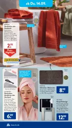 Gazetka promocyjna AldiSud - NÄCHSTE WOCHE - Gazetka - ważna od 16.09 do 16.09.2023 - strona 22 - produkty: aldi, Bad, badematte, Bau, baumwolle, body, bürste, duschtuch, eis, elle, gesichtspflege, glasplatte, haarpflege, handtücher, latte, mikrofaser, reis, Ti, tuc, tücher, Waage, wolle