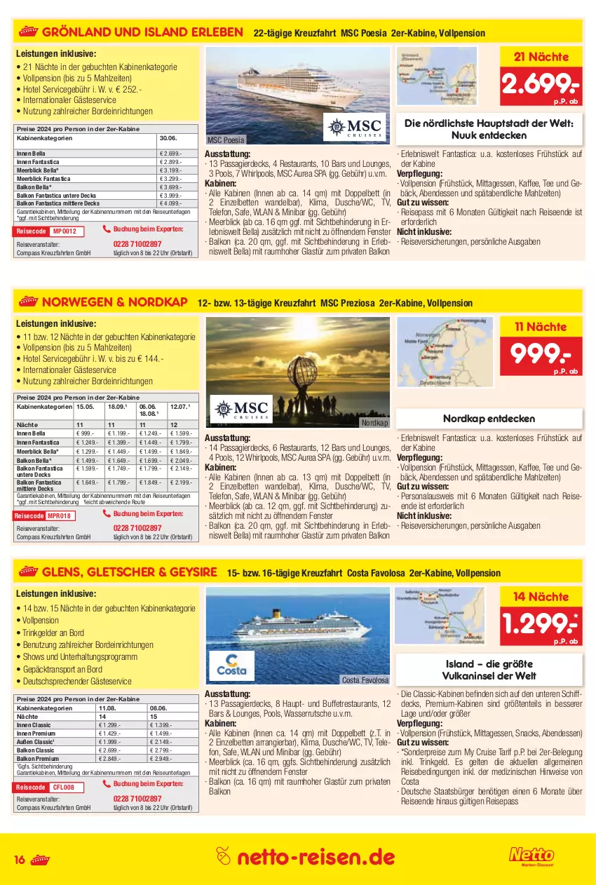 Aktueller Prospekt Netto Marken-Discount - Reise-Angebote Oktober - von 28.09 bis 31.10.2023 - strona 16 - produkty: asti, bett, Betten, buch, decke, dusche, eis, elle, ente, erde, fanta, fenster, Glastür, kaffee, kreuzfahrten, LG, Persona, pool, reis, reiseveranstalter, rwe, snack, snacks, Sport, tee, telefon, Ti, uhr, wasser, wasserrutsche, Whirlpool