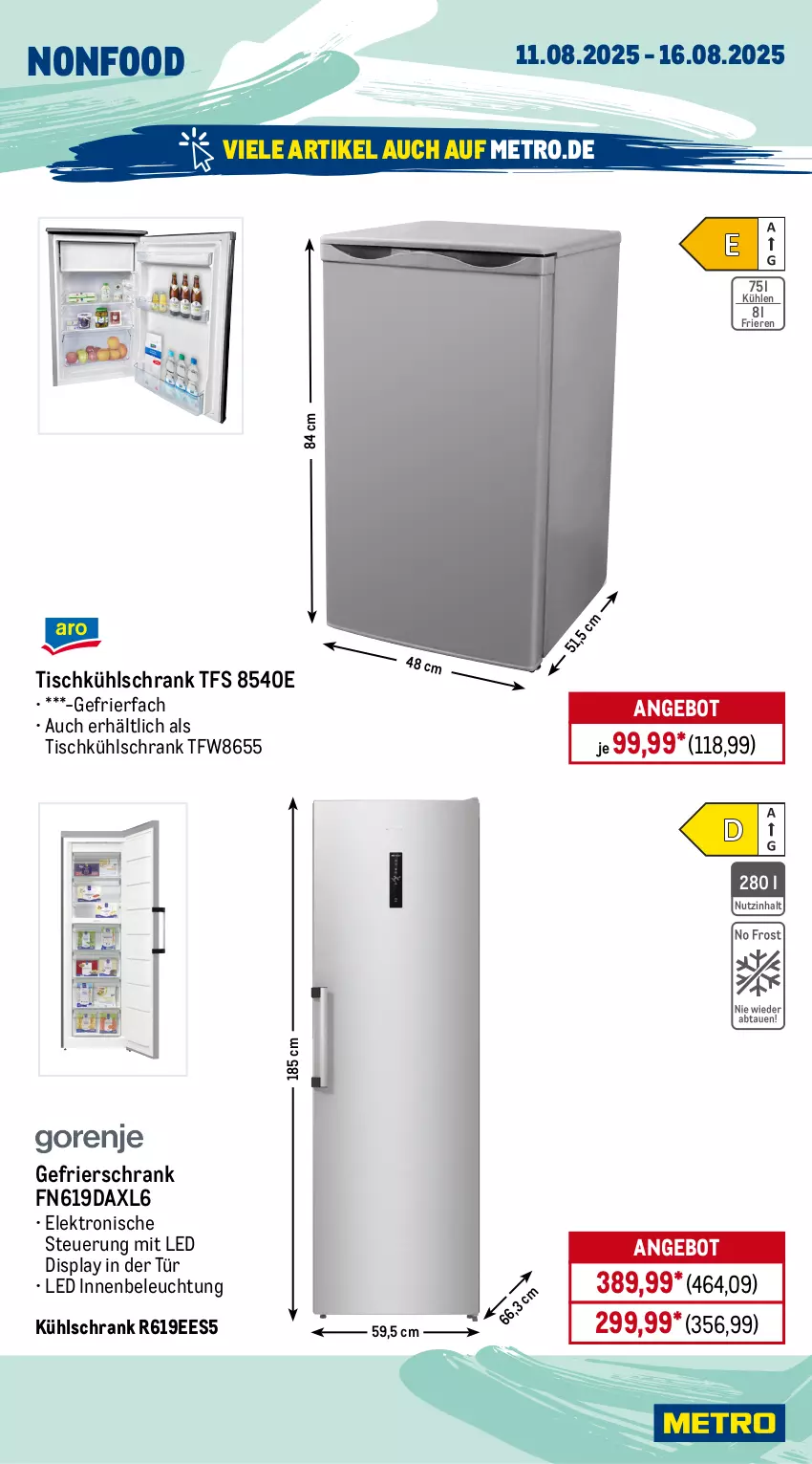 Aktueller Prospekt Metro - Wochen-Angebote - von 11.08 bis 16.08.2025 - strona 19 - produkty: akku, angebot, beleuchtung, beutel, bodensauger, bürste, Dyson, eis, Elektro, elle, gefrierfach, gefrierschrank, kraft, kühlschrank, mac, Metro, reis, Schrank, sonderposten, staubbeutel, staubsauger, teller, Ti, Tiere, tisch