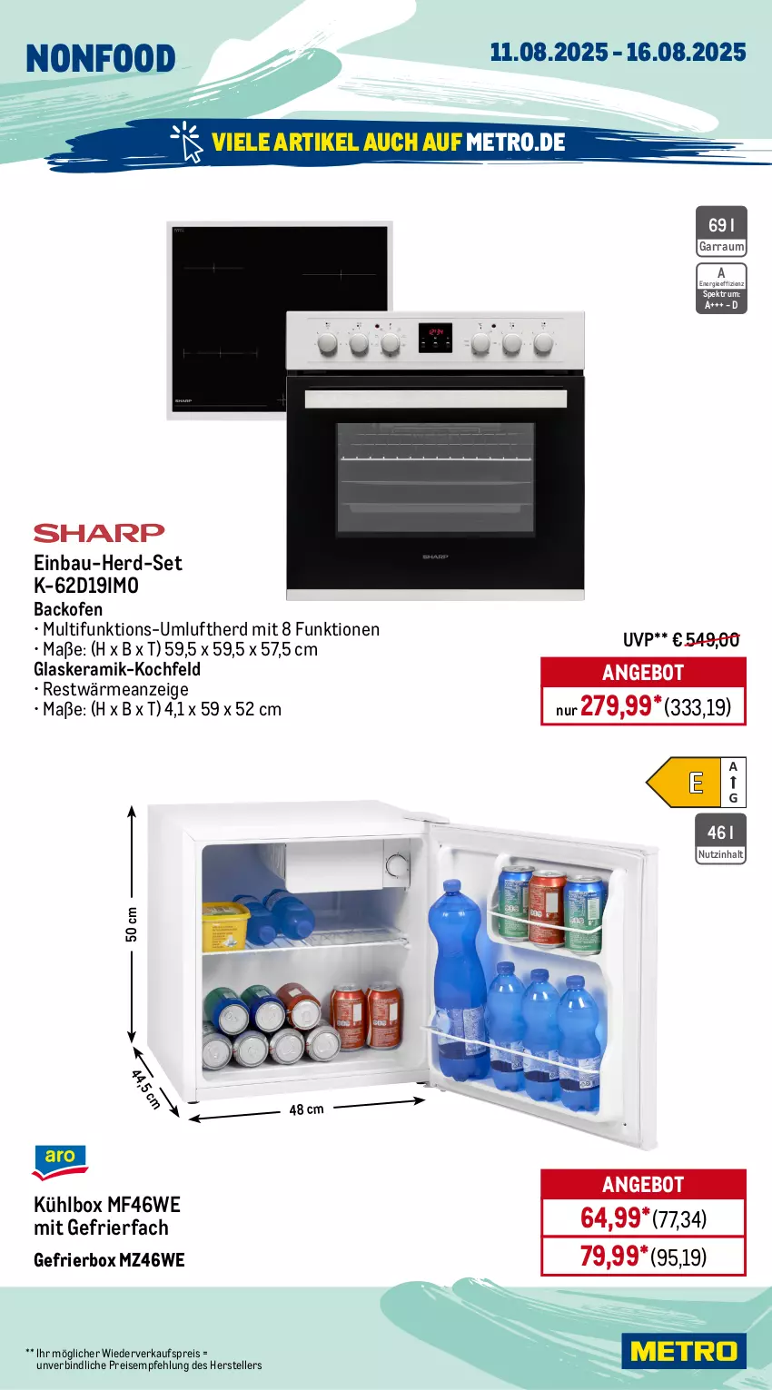 Aktueller Prospekt Metro - Wochen-Angebote - von 11.08 bis 16.08.2025 - strona 20 - produkty: angebot, auer, auto, backofen, Bau, beispielabbildung, eis, elle, erde, garraum, Gefrierbox, gefrierfach, glaskeramik, glaskeramik-kochfeld, keramik-kochfeld, kochfeld, kühlbox, LG, Metro, Ofen, reis, rum, Schere, schirme, sonnenschirm, Spektrum, teller, Ti, tisch